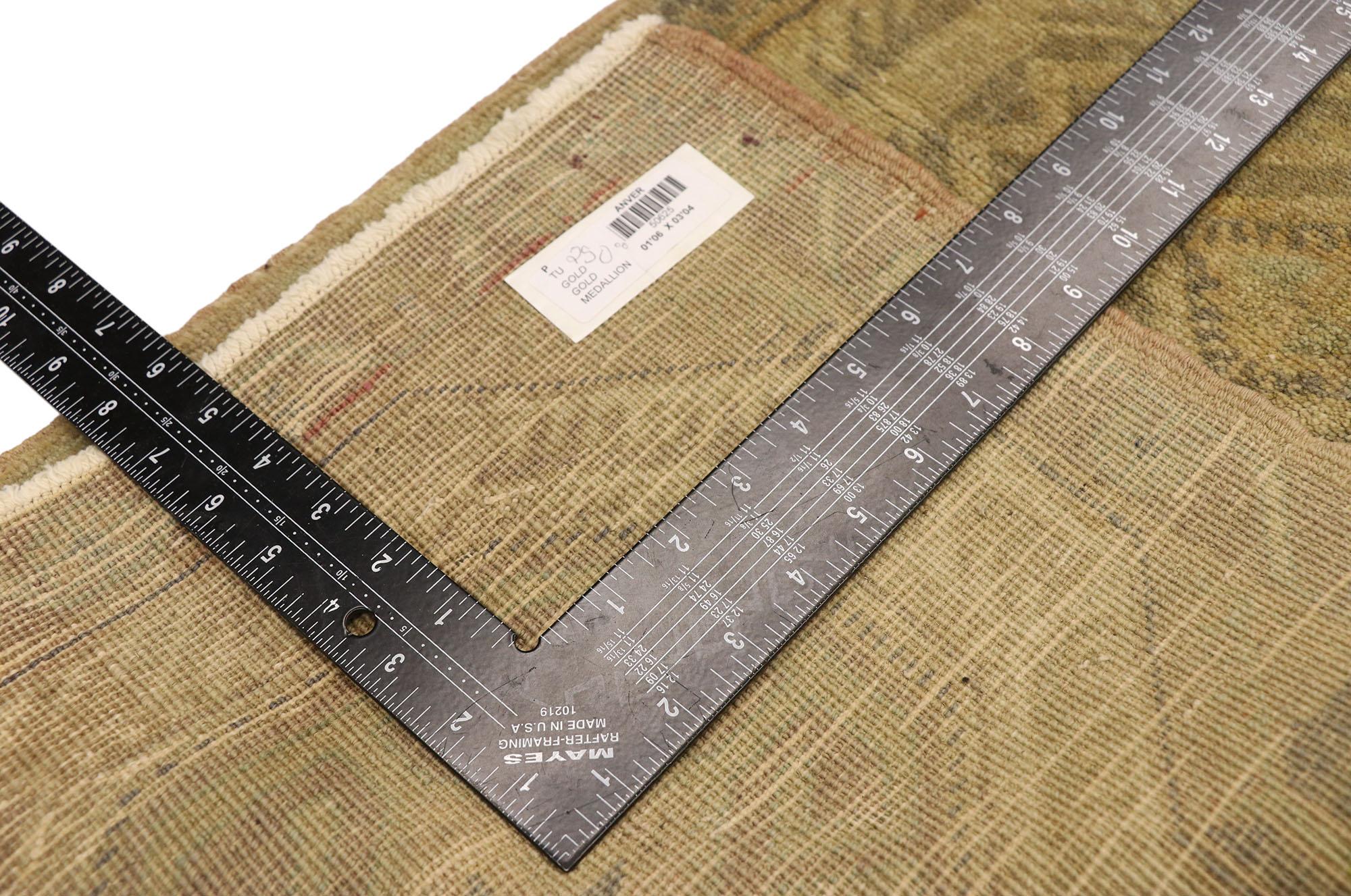 Tapis turc vintage Yastik Oushak, l'attrait intemporel rencontre la durabilité élégante Bon état - En vente à Dallas, TX