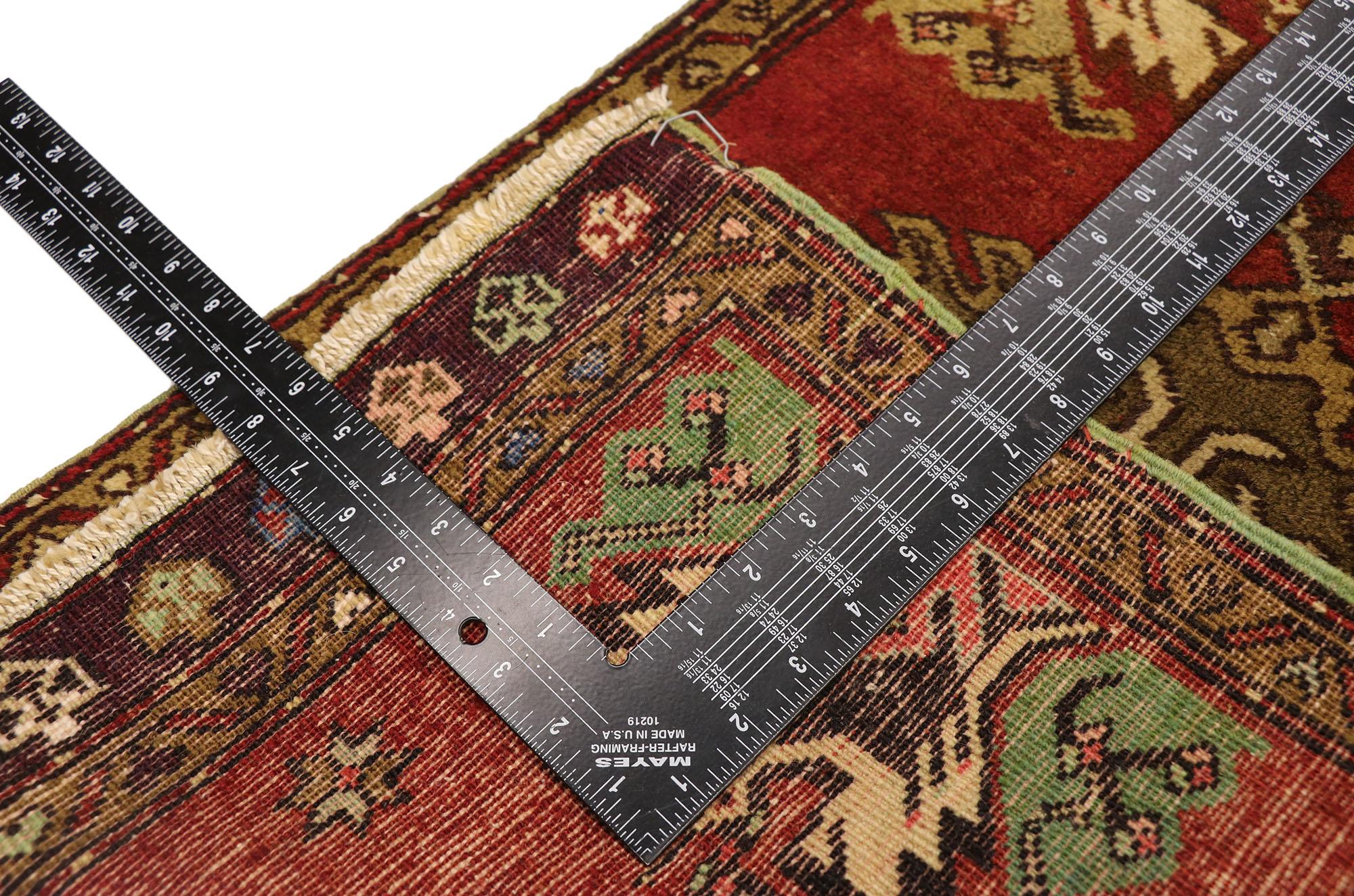 Tapis turc vintage Yastik Oushak, l'attrait intemporel rencontre la durabilité élégante Bon état - En vente à Dallas, TX