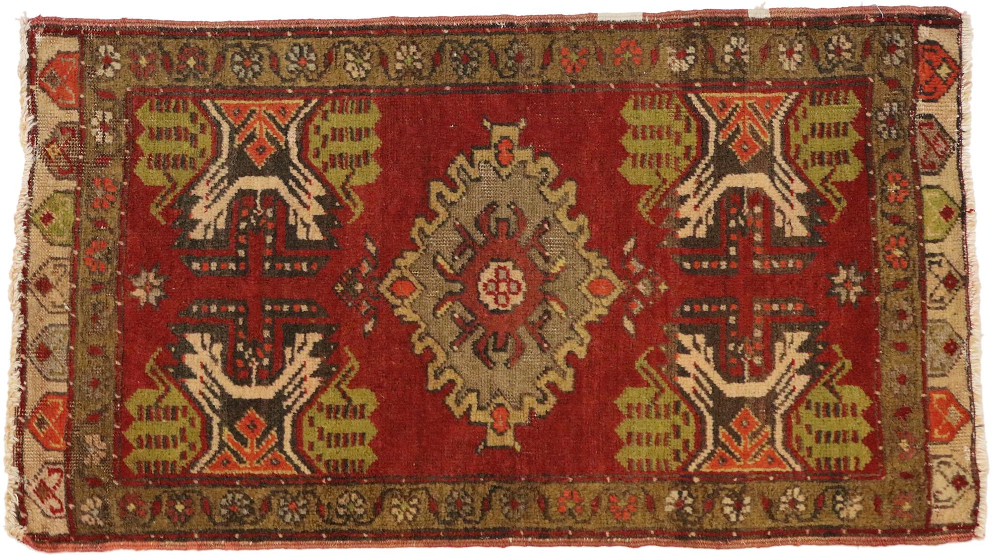 Alfombra turca vintage Yastik Oushak, el atractivo atemporal se une a la durabilidad con estilo siglo XX en venta
