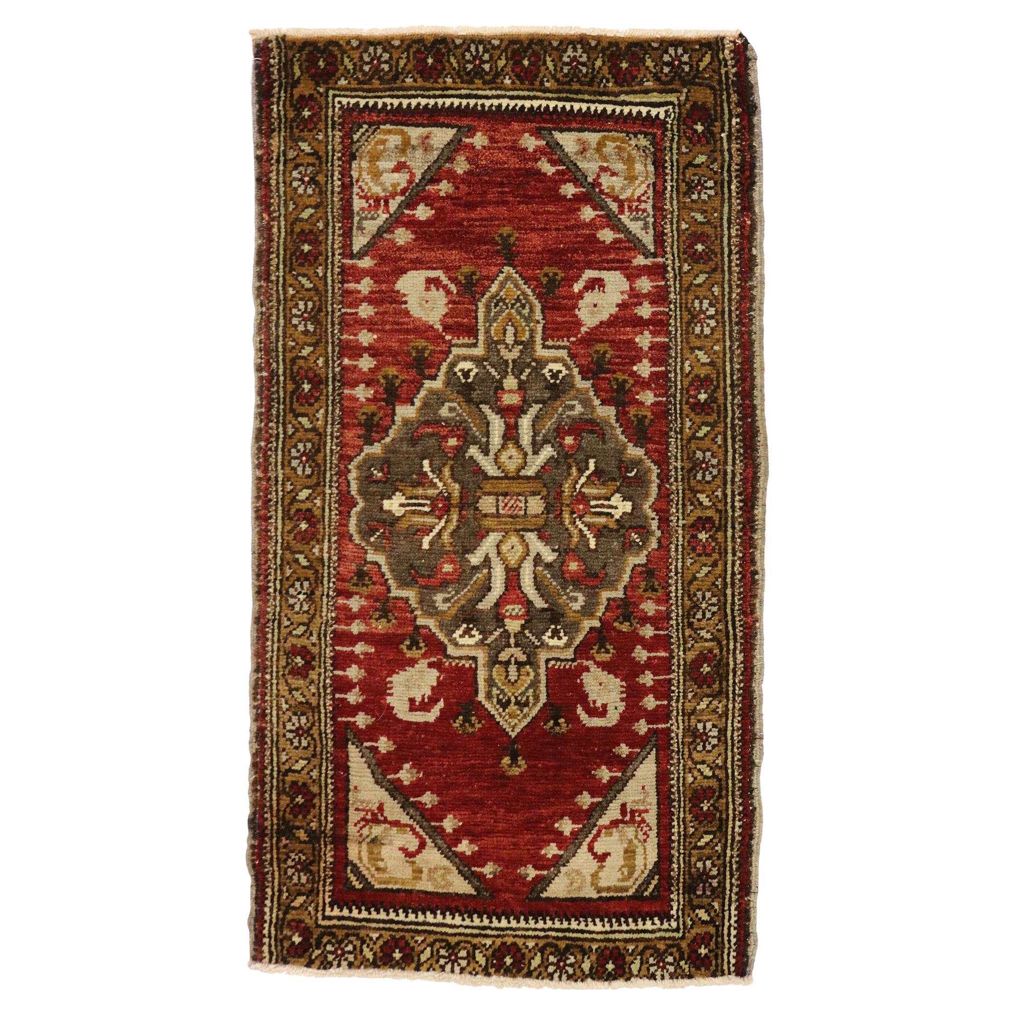 Vintage Turkish Yastik Oushak Carpet, Timeless Appeal Meets Stylish Durability For Sale