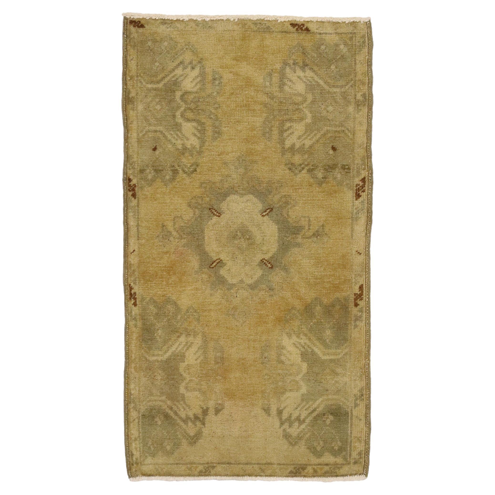 Alfombra turca vintage Yastik Oushak, el atractivo atemporal se une a la durabilidad con estilo
