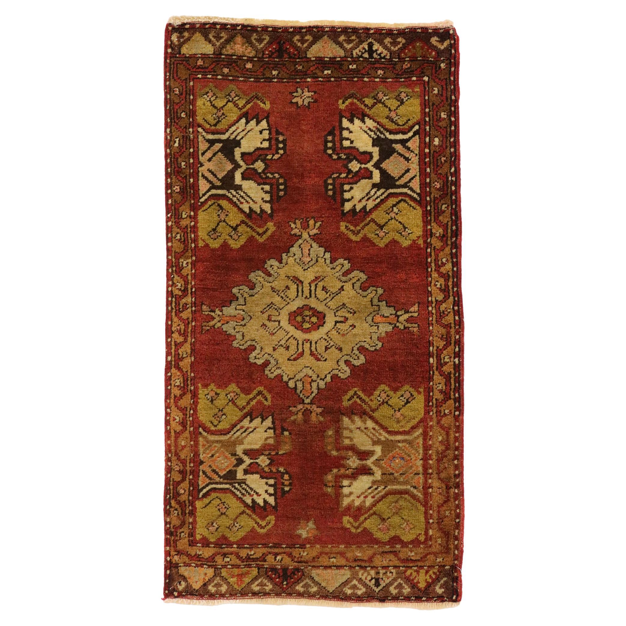 Türkischer Vintage-Teppich Yastik Oushak, Timeless Appeal trifft auf stilvolle Langlebigkeit