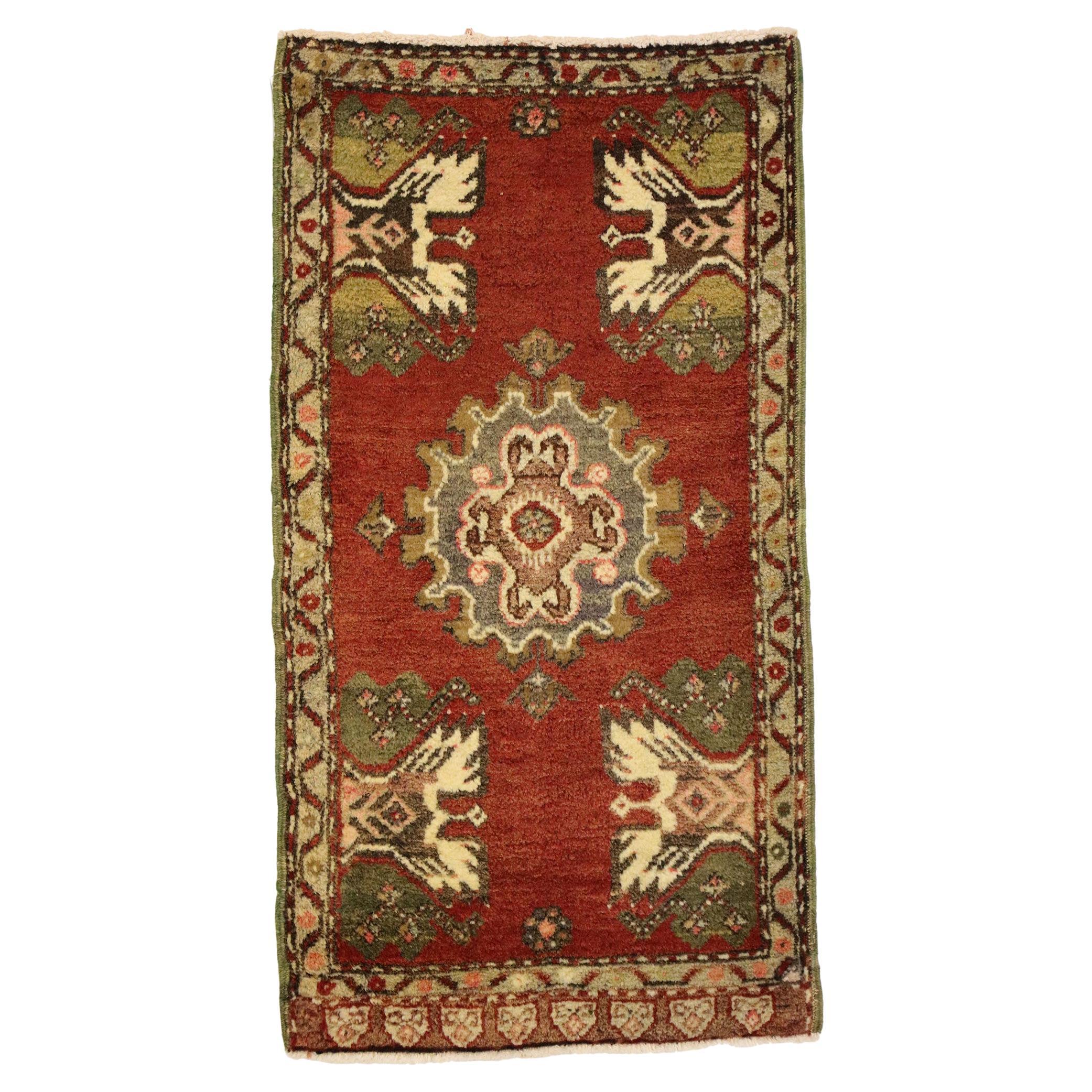 Türkischer Vintage-Teppich Yastik Oushak, Timeless Appeal trifft auf stilvolle Langlebigkeit