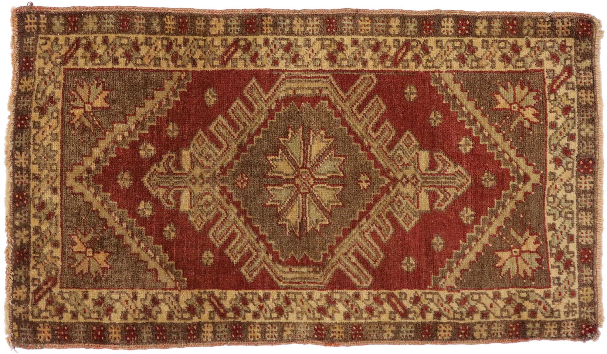 Wool Vintage Turkish Yastik Rug, Timeless Appeal Meets Stylish Durability For Sale