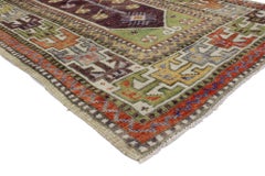 Vintage Turkish Yuntdag Oushak Rug, Tribal Allure Meets Worldly Sophistication