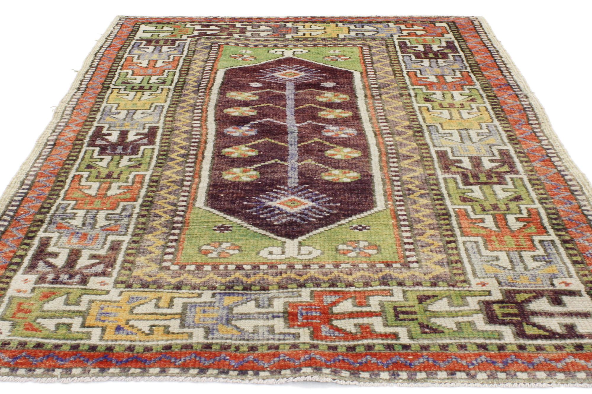 20th Century Vintage Turkish Yuntdag Oushak Rug, Tribal Allure Meets Worldly Sophistication For Sale