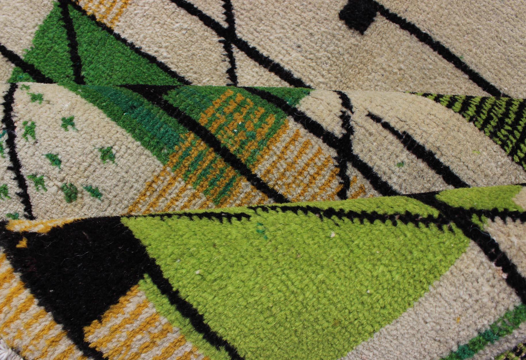 green mid century rug