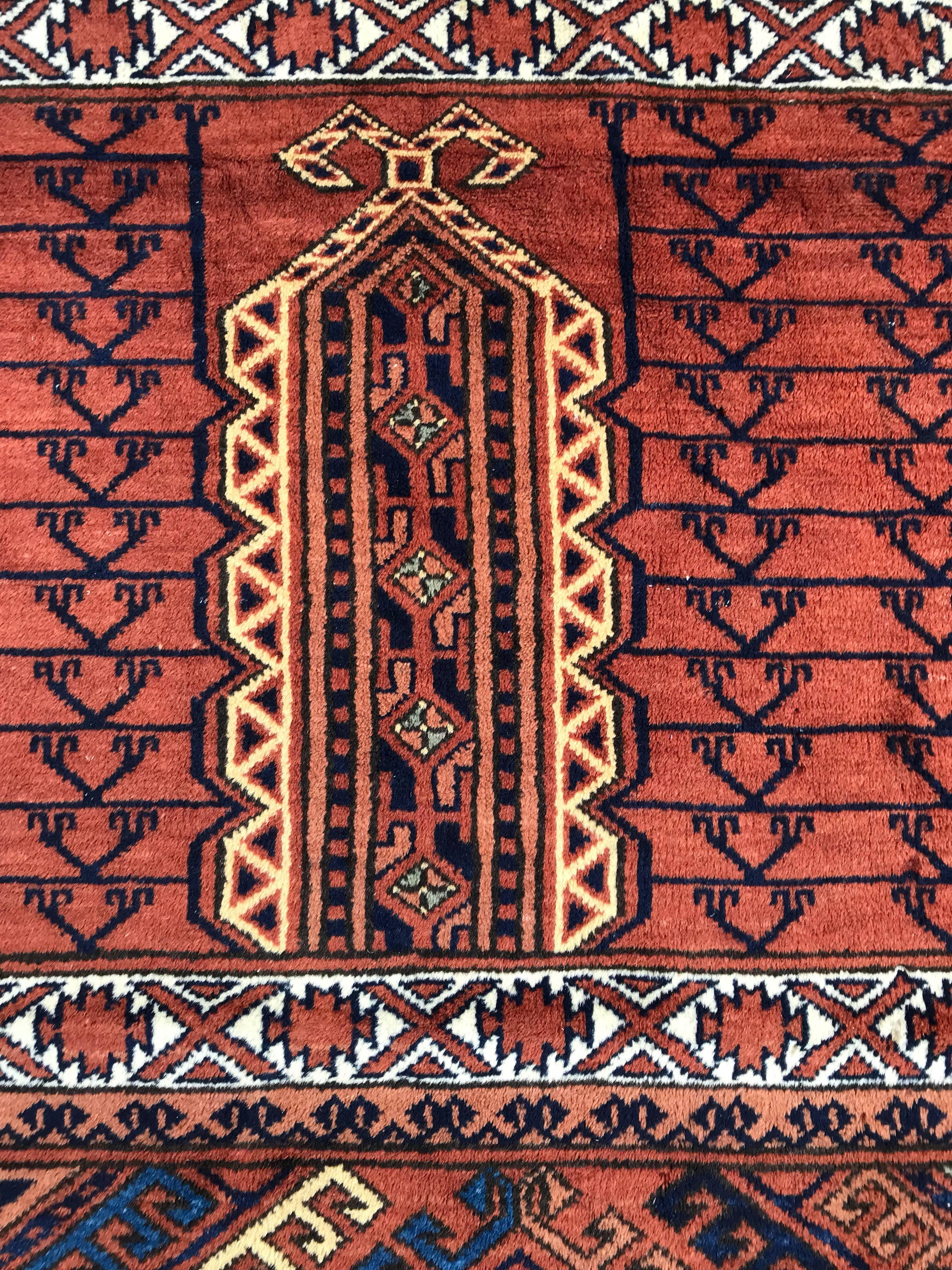 Tribal Vintage Turkmen Afghan Hatchlou Design Rug