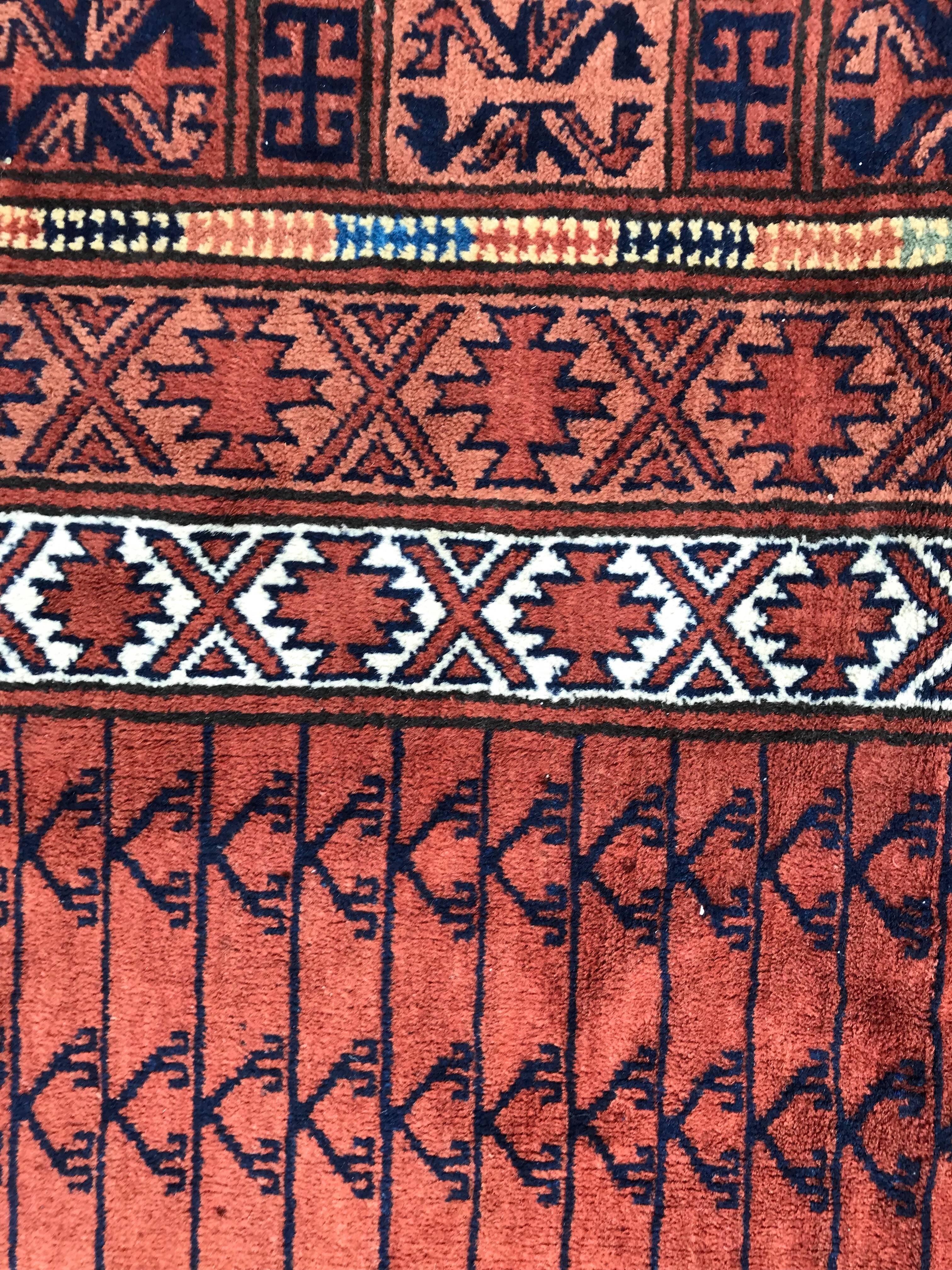 20th Century Vintage Turkmen Afghan Hatchlou Design Rug