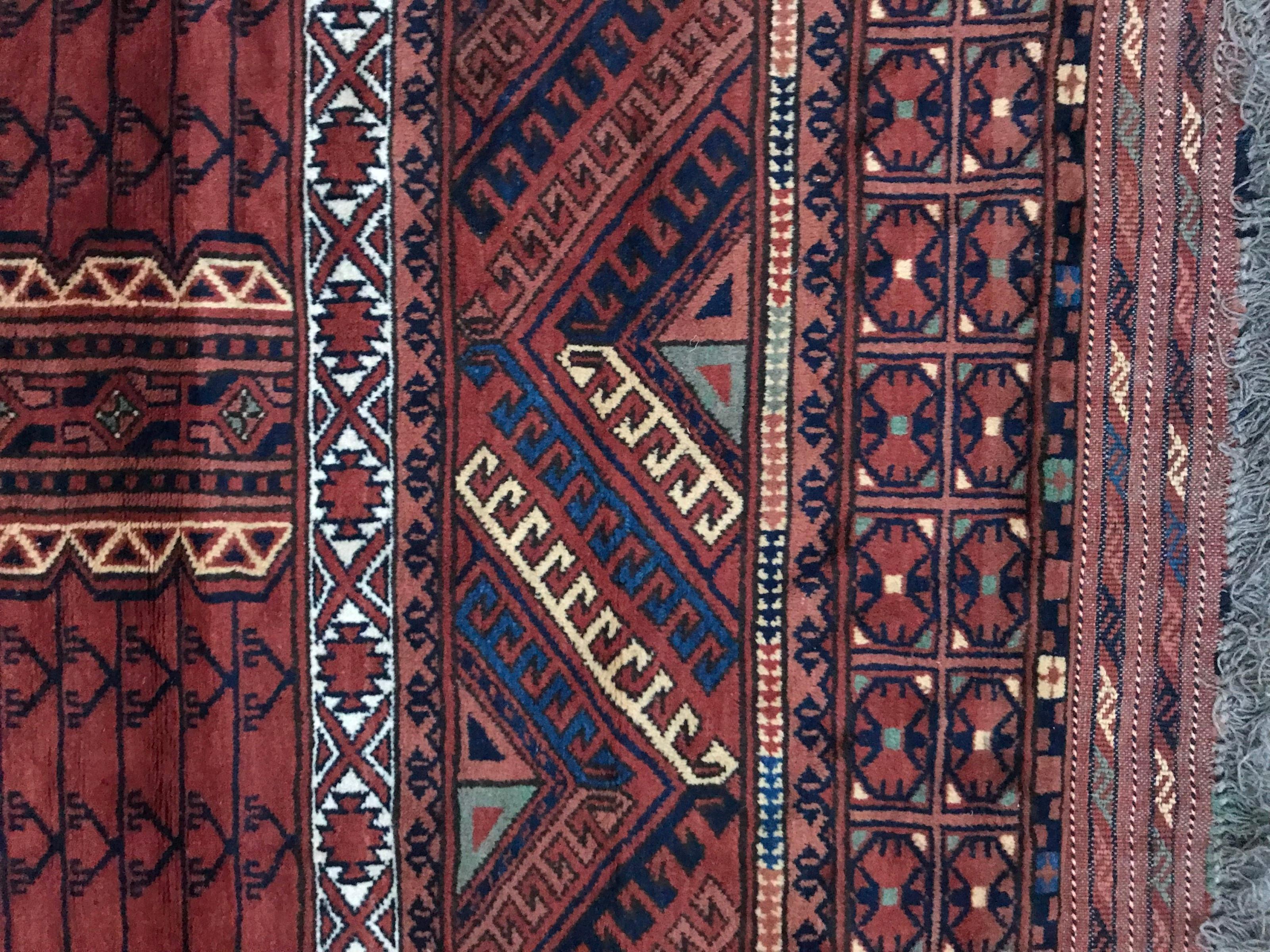 Vintage Turkmen Afghan Hatchlou Design Rug 1