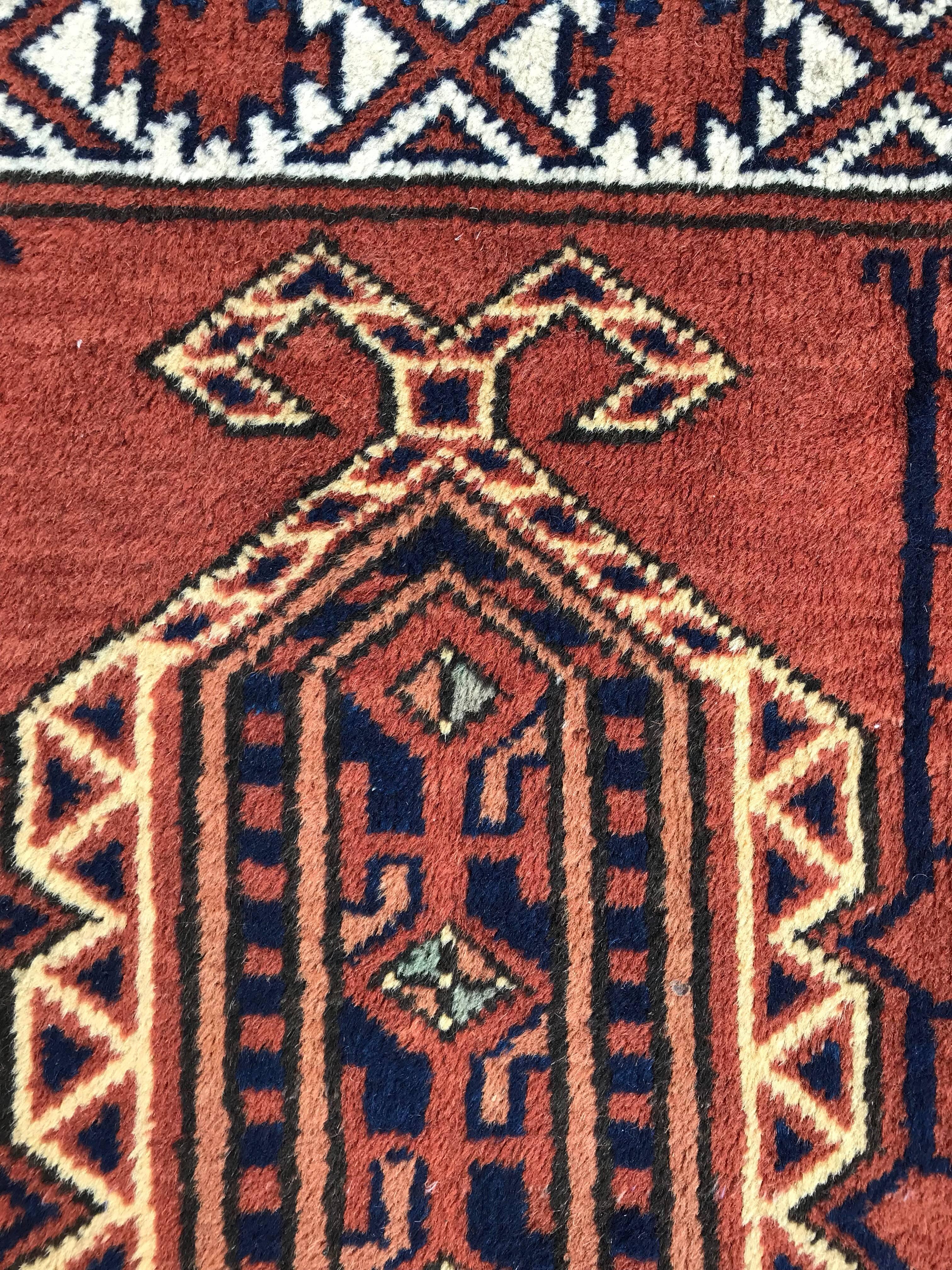Vintage Turkmen Afghan Hatchlou Design Rug 2