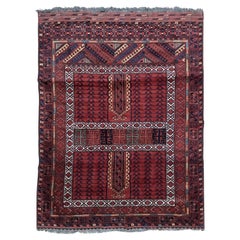 Bobyrug’s Retro Turkmen Afghan Hatchlou Design Rug