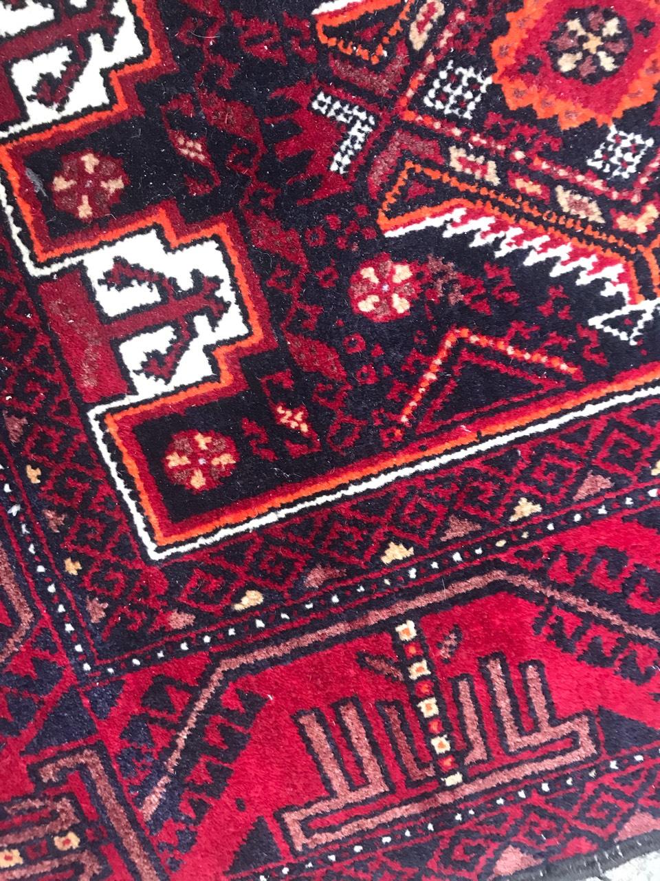 Hand-Knotted Bobyrug’s Vintage Turkmen Baluch Afghan Rug For Sale
