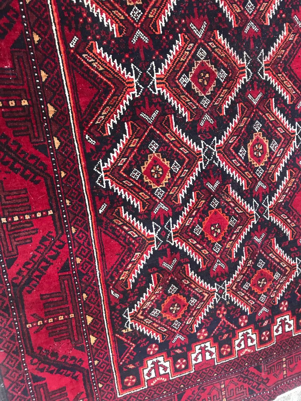 20th Century Bobyrug’s Vintage Turkmen Baluch Afghan Rug For Sale