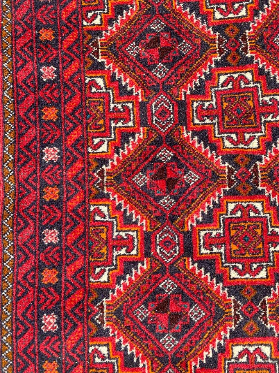 Hand-Knotted Bobyrug’s Vintage Turkmen Baluch Rug For Sale