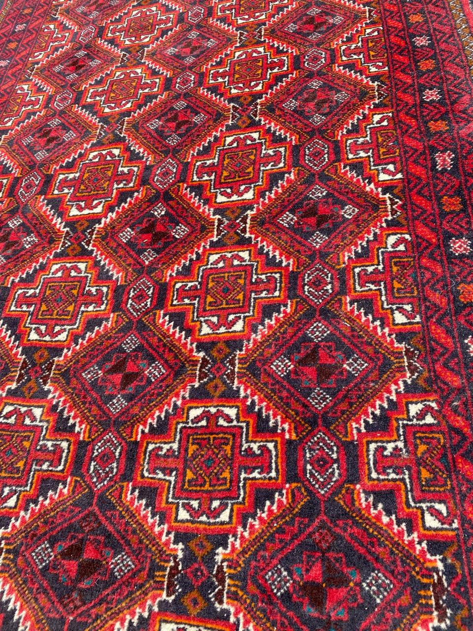 20th Century Bobyrug’s Vintage Turkmen Baluch Rug For Sale