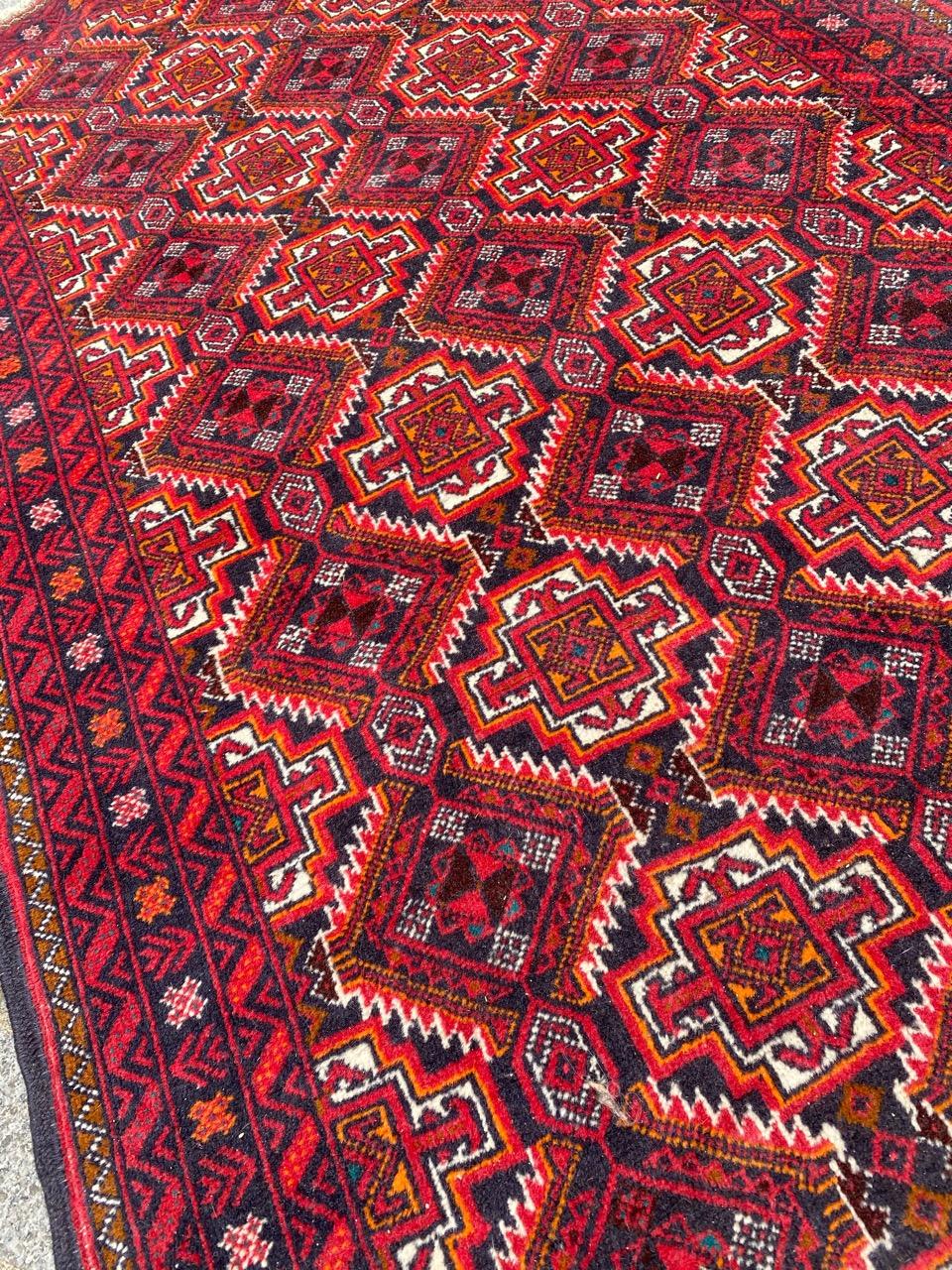 Coton Tapis vintage turkmène baloutche de Bobyrug en vente