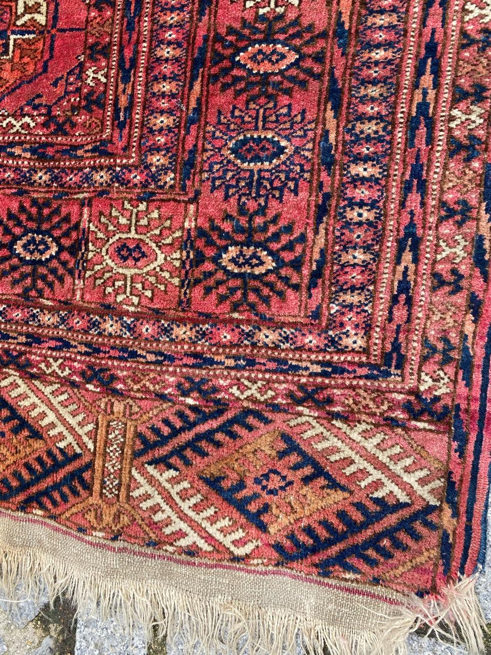 Bobyrug’s nice Vintage Turkmen Bokhara Rug For Sale 3