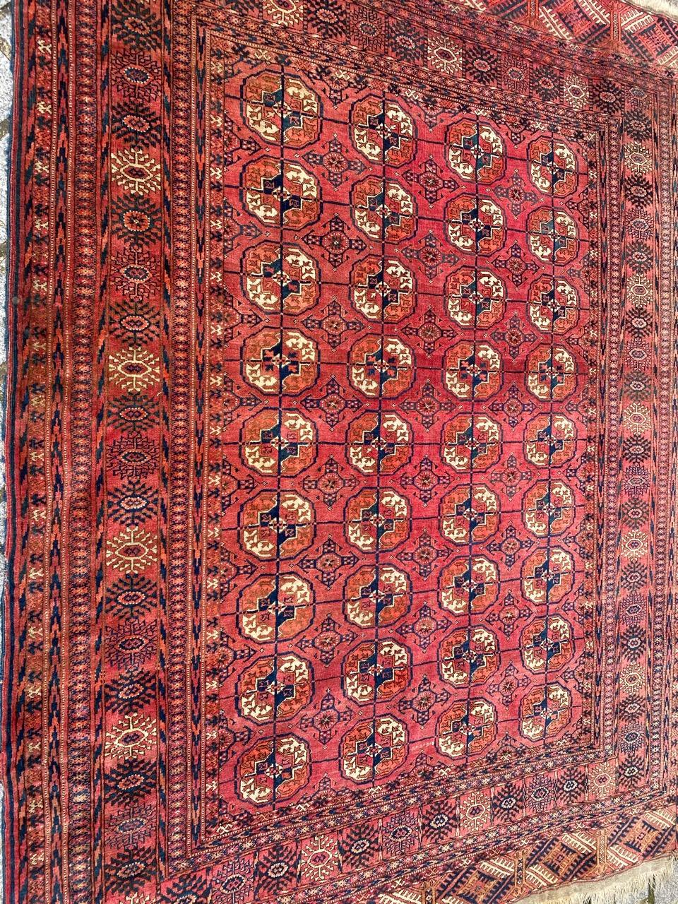 Bobyrug’s nice Vintage Turkmen Bokhara Rug For Sale 7