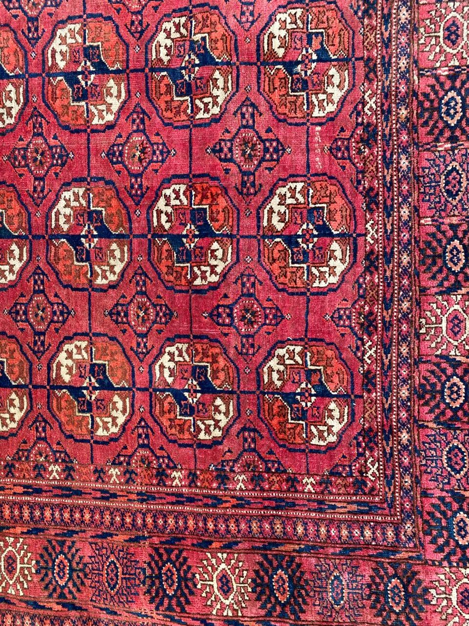 Bonita alfombra turcomana bokhara vintage de Bobyrug Kazajo en venta