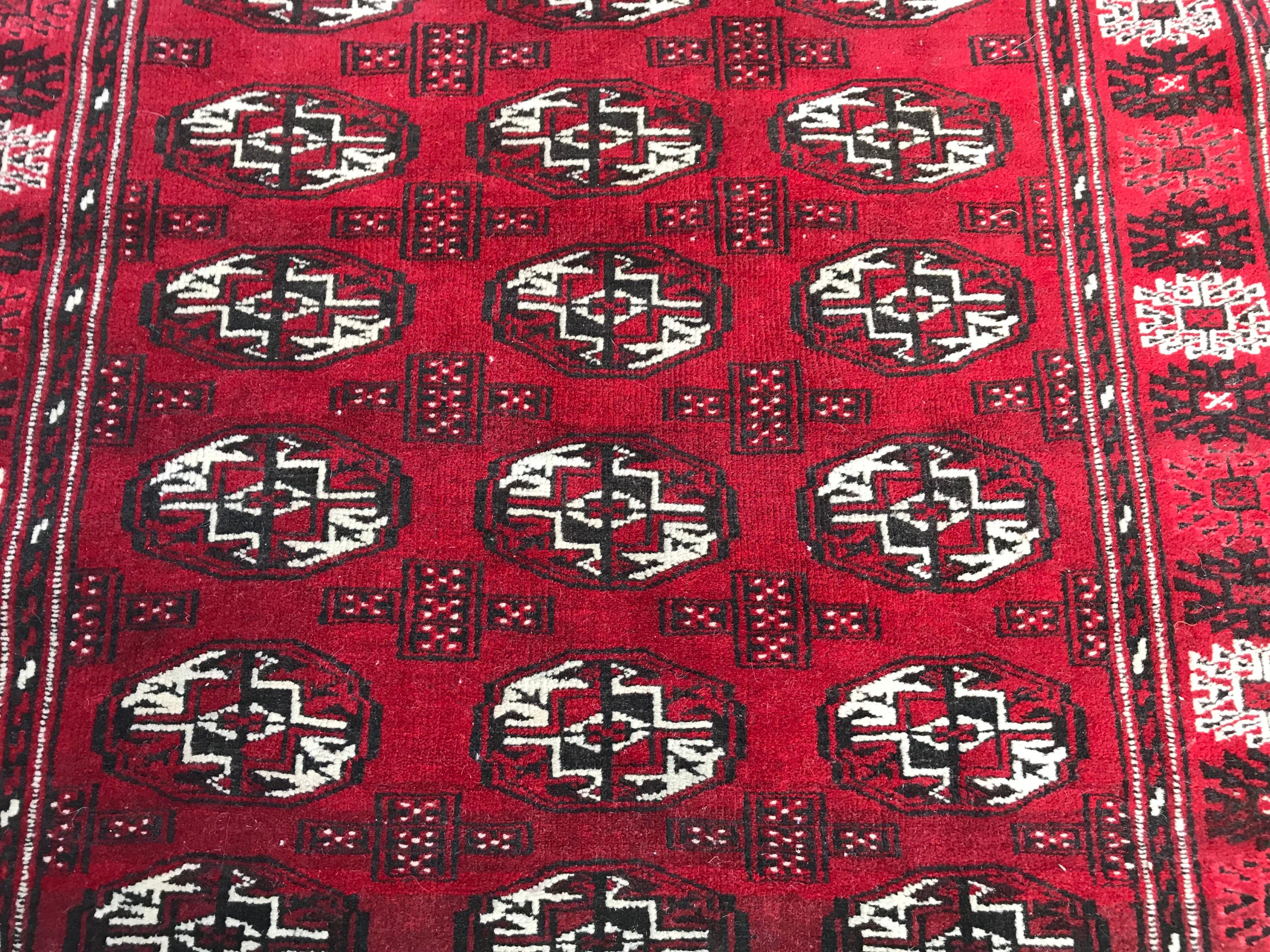 Tribal Bobyrug’s Vintage Turkmen Bokhara Rug For Sale