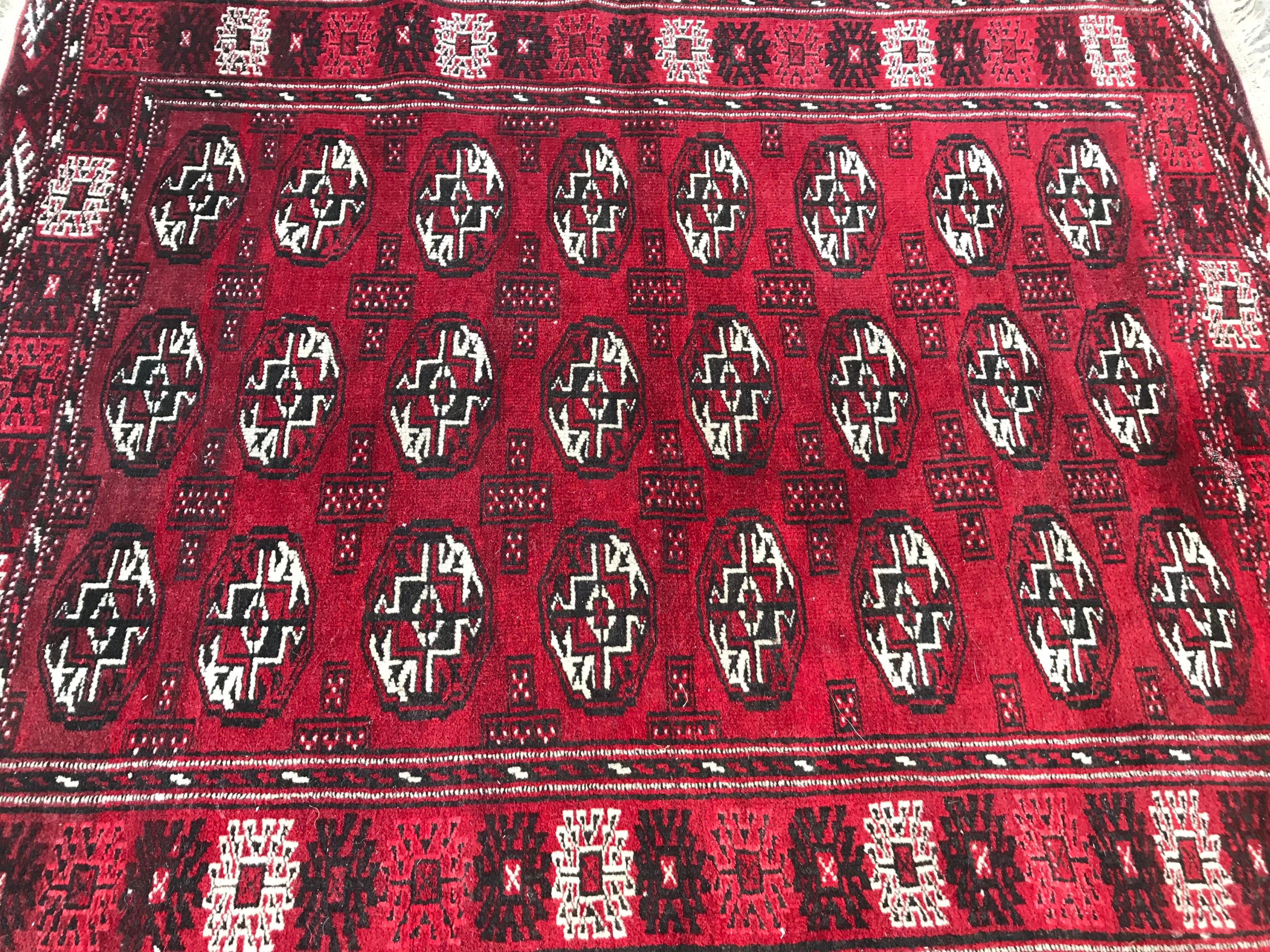 20th Century Bobyrug’s Vintage Turkmen Bokhara Rug For Sale