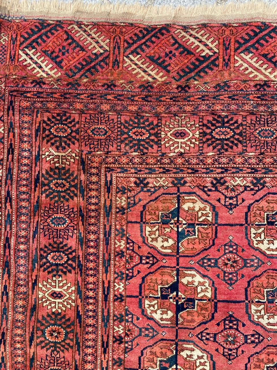 Wool Bobyrug’s nice Vintage Turkmen Bokhara Rug For Sale