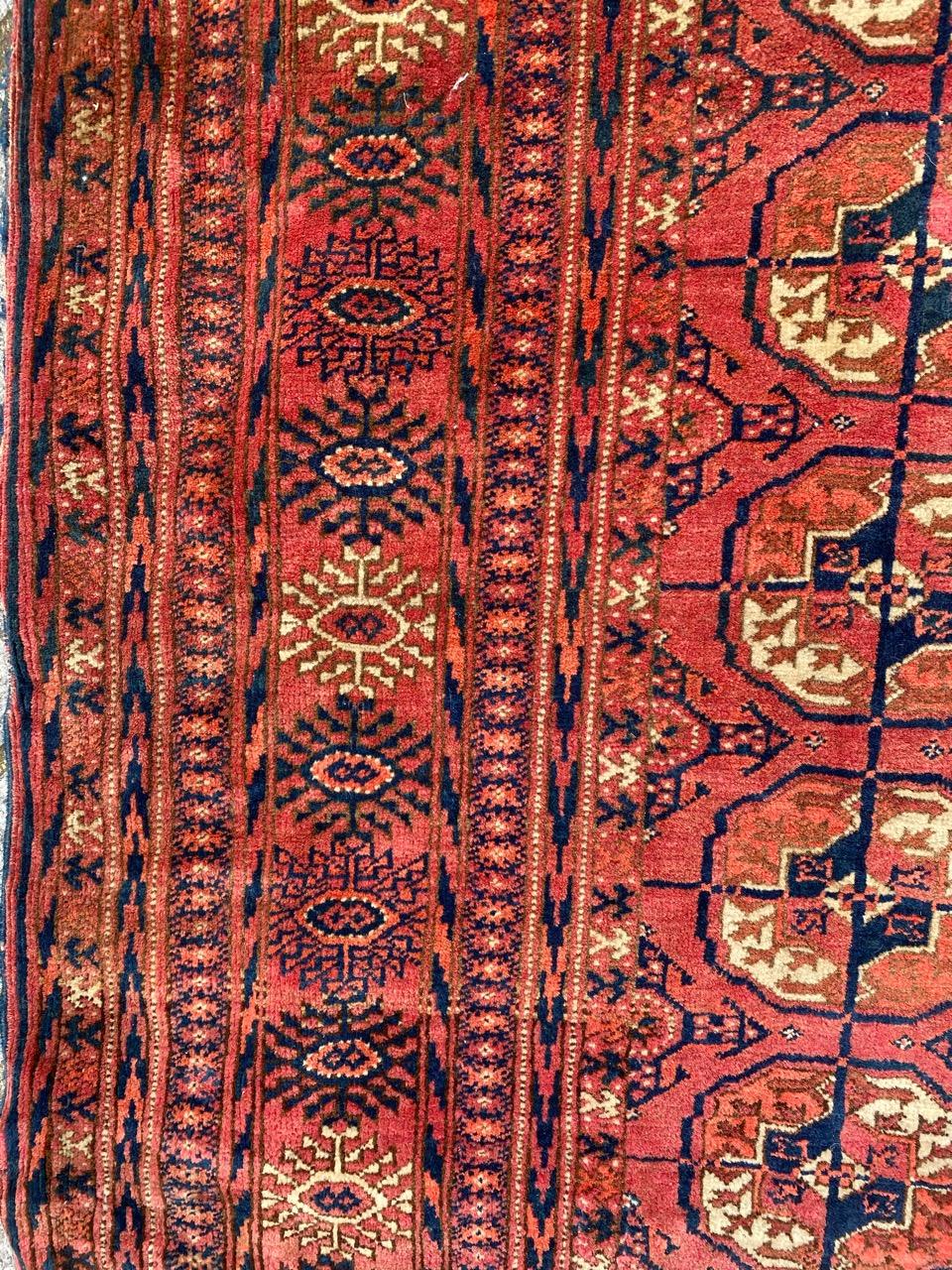 Bobyrug’s nice Vintage Turkmen Bokhara Rug For Sale 1