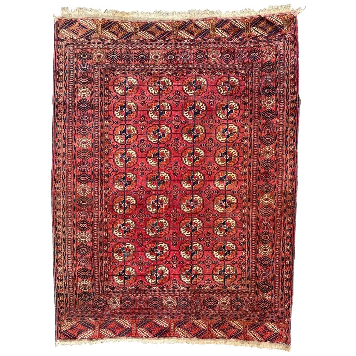 Bobyrug’s nice Vintage Turkmen Bokhara Rug For Sale