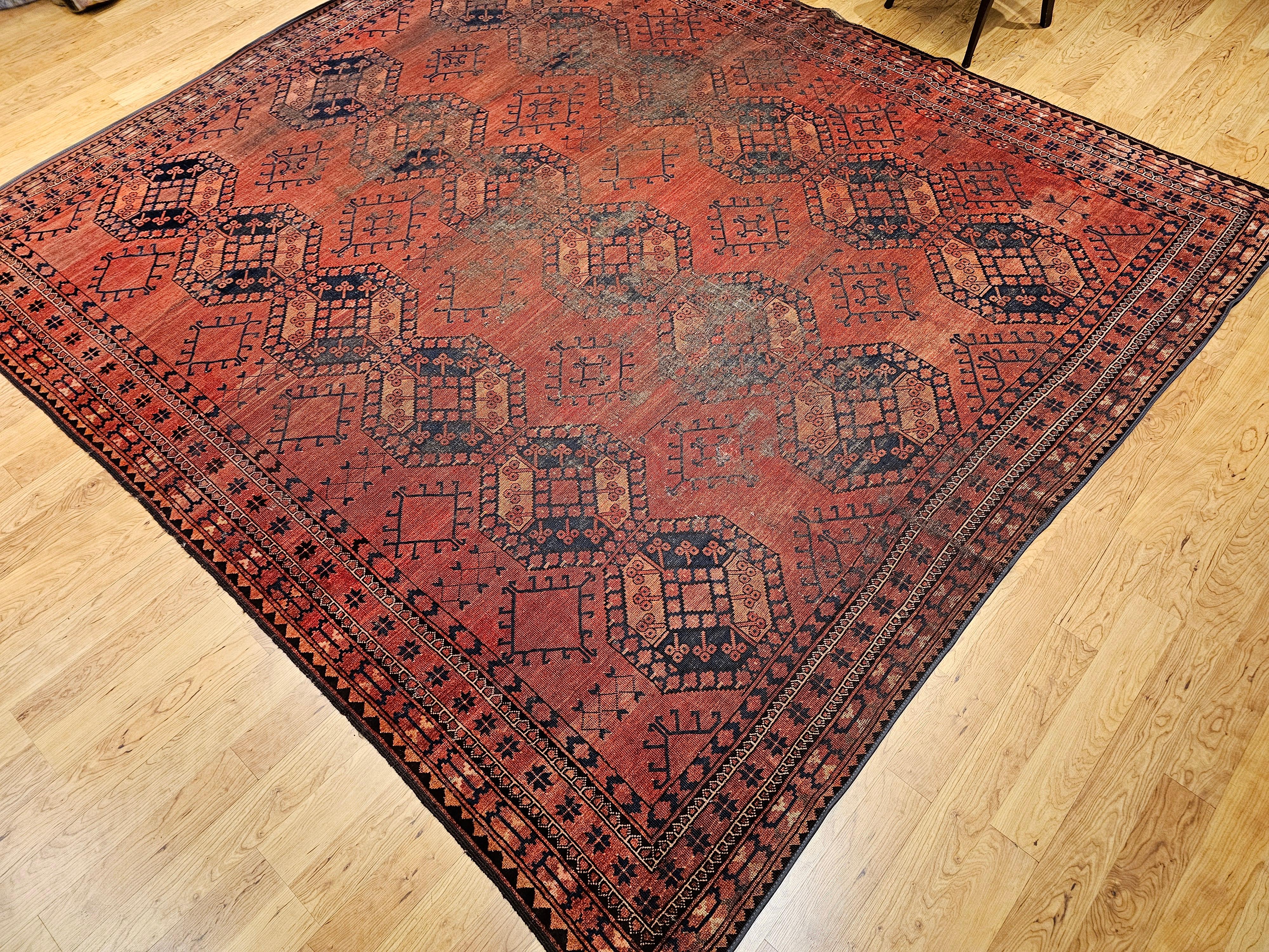 Turkmenischer Ersari in Allover-Teppichen mit geometrischem Muster, Vintage im Angebot 4