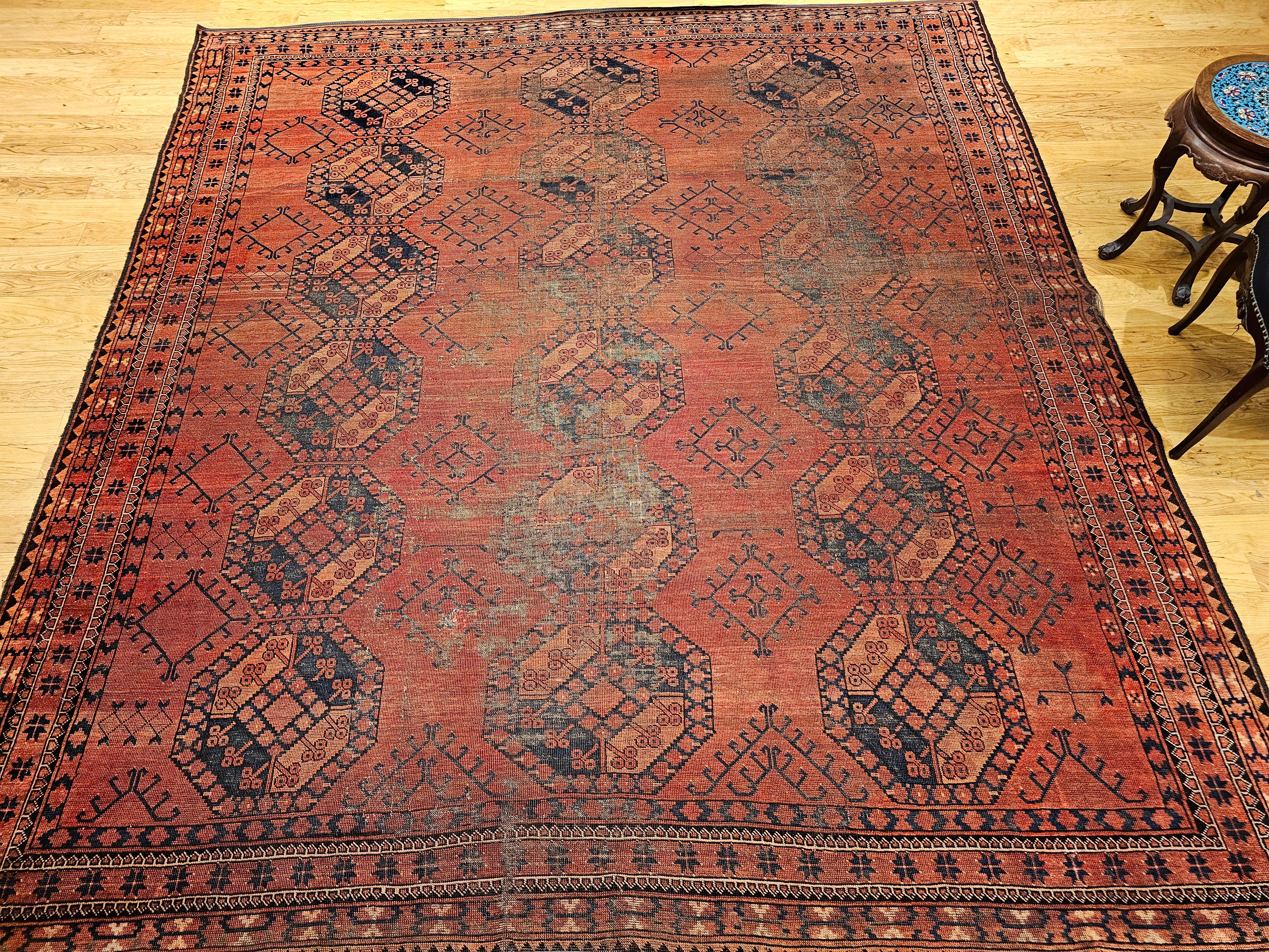 Turkmenischer Ersari in Allover-Teppichen mit geometrischem Muster, Vintage im Angebot 5