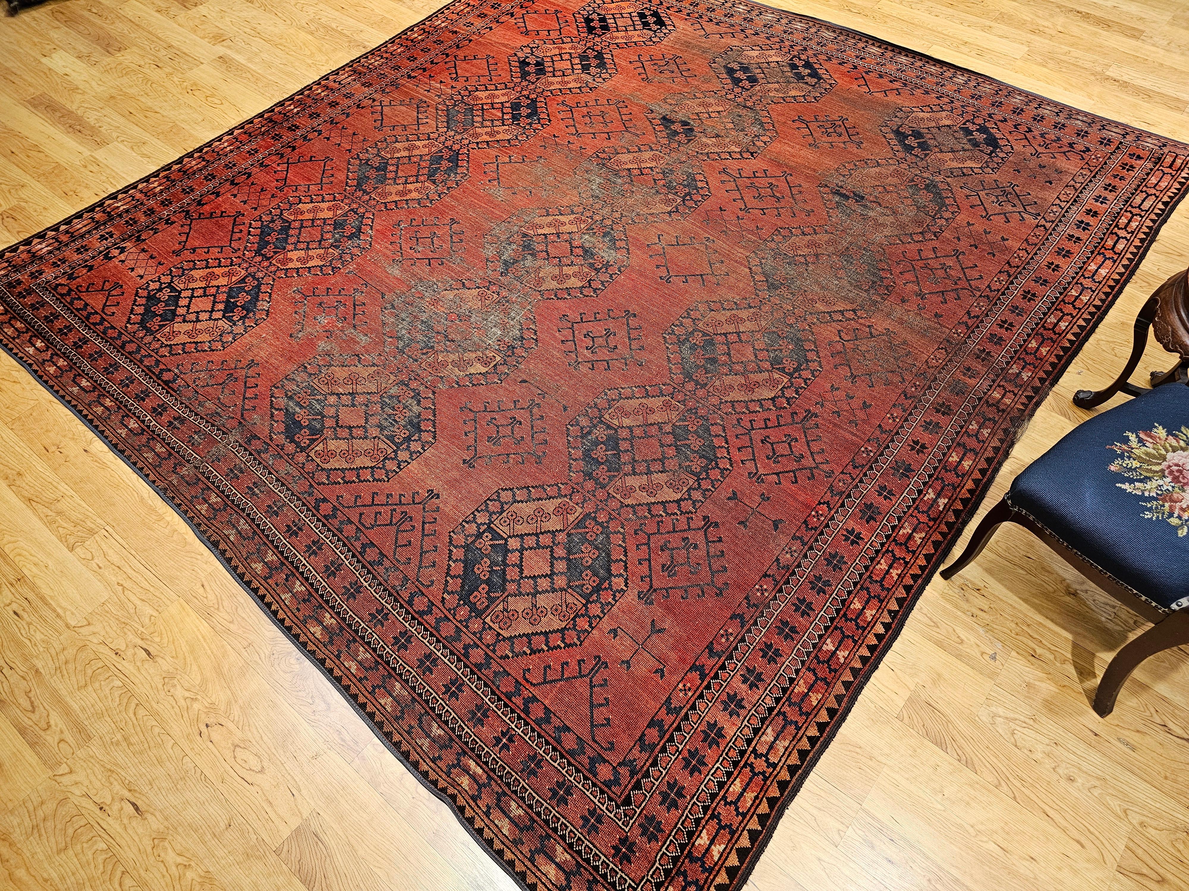 Turkmenischer Ersari in Allover-Teppichen mit geometrischem Muster, Vintage im Angebot 6