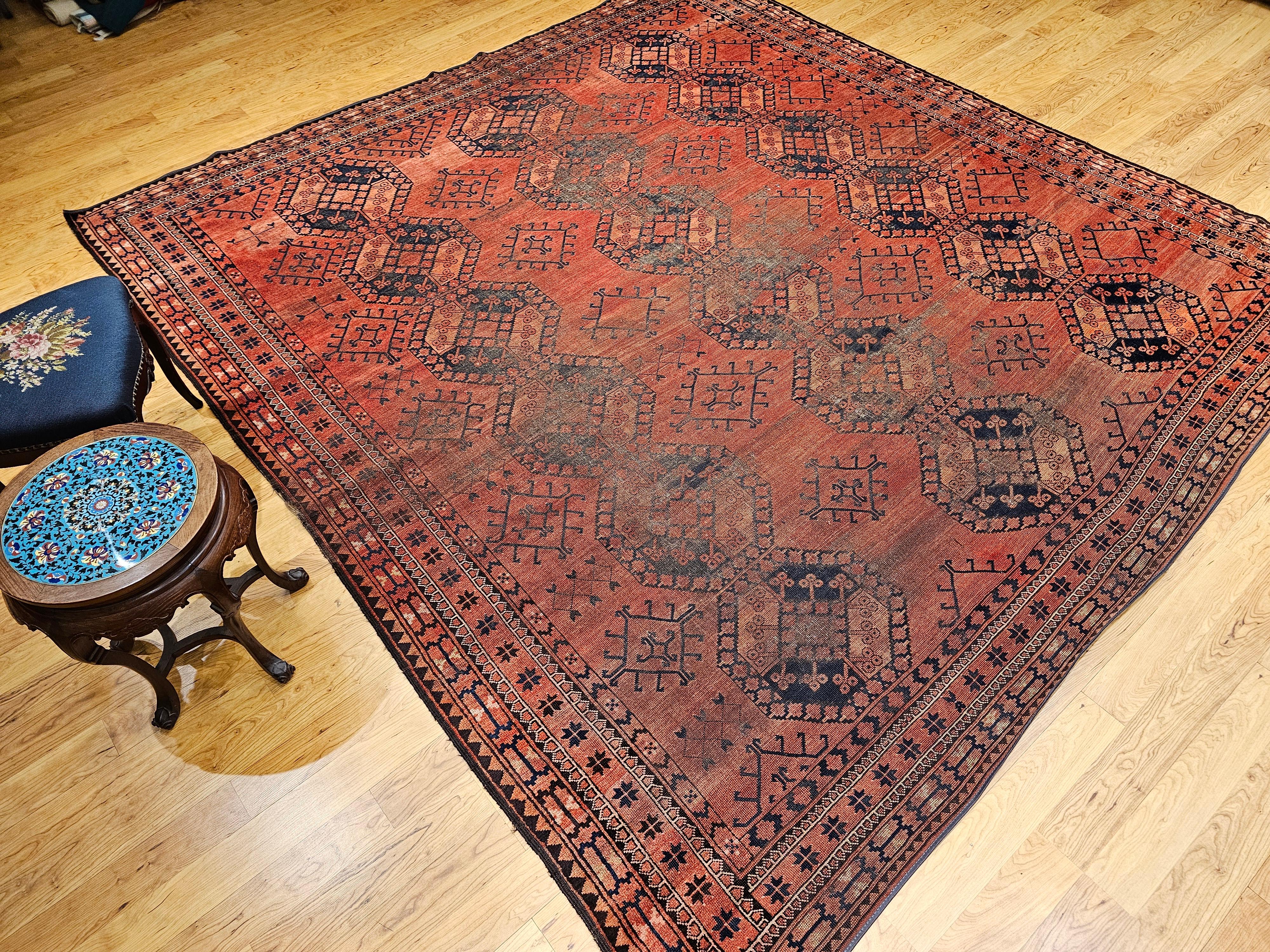 Turkmenischer Ersari in Allover-Teppichen mit geometrischem Muster, Vintage im Angebot 7