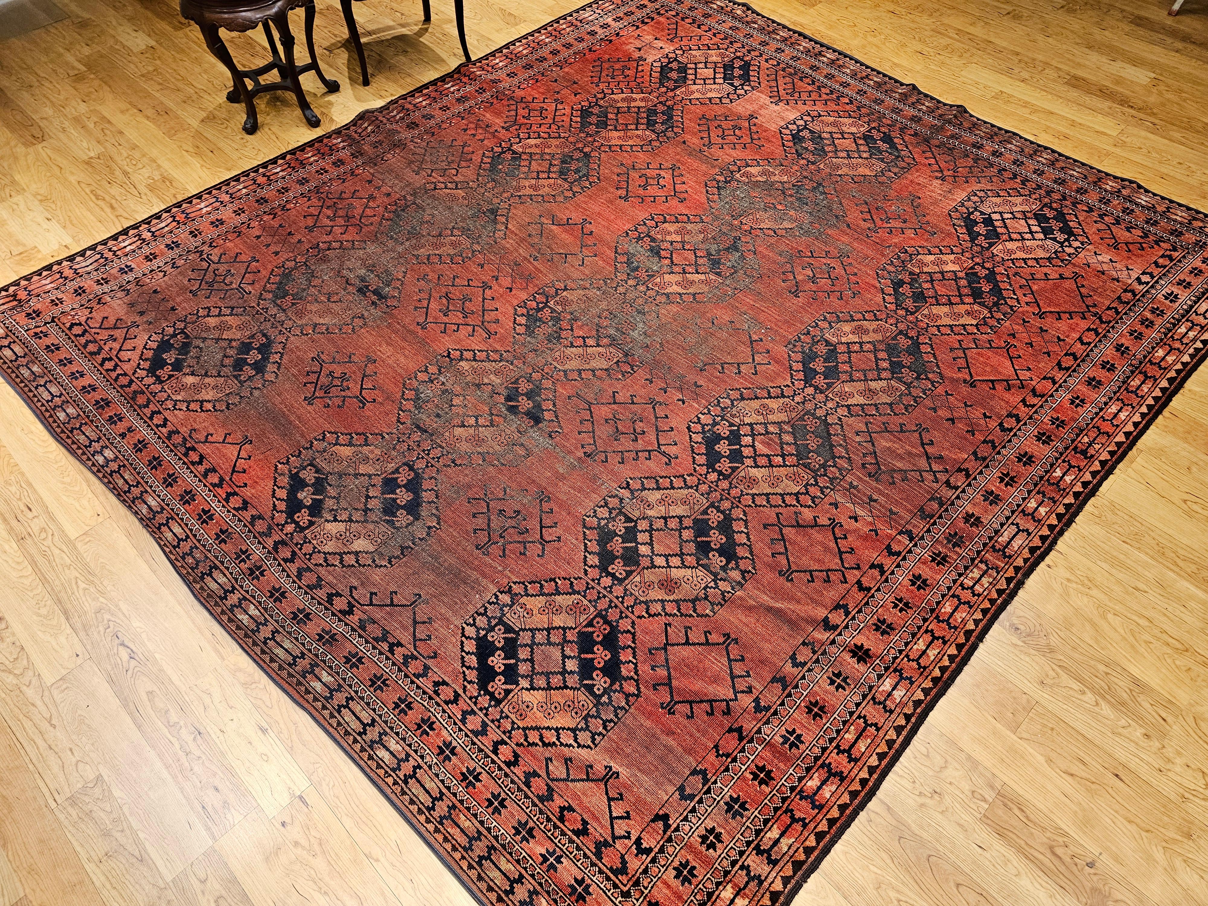 Turkmenischer Ersari in Allover-Teppichen mit geometrischem Muster, Vintage im Angebot 8