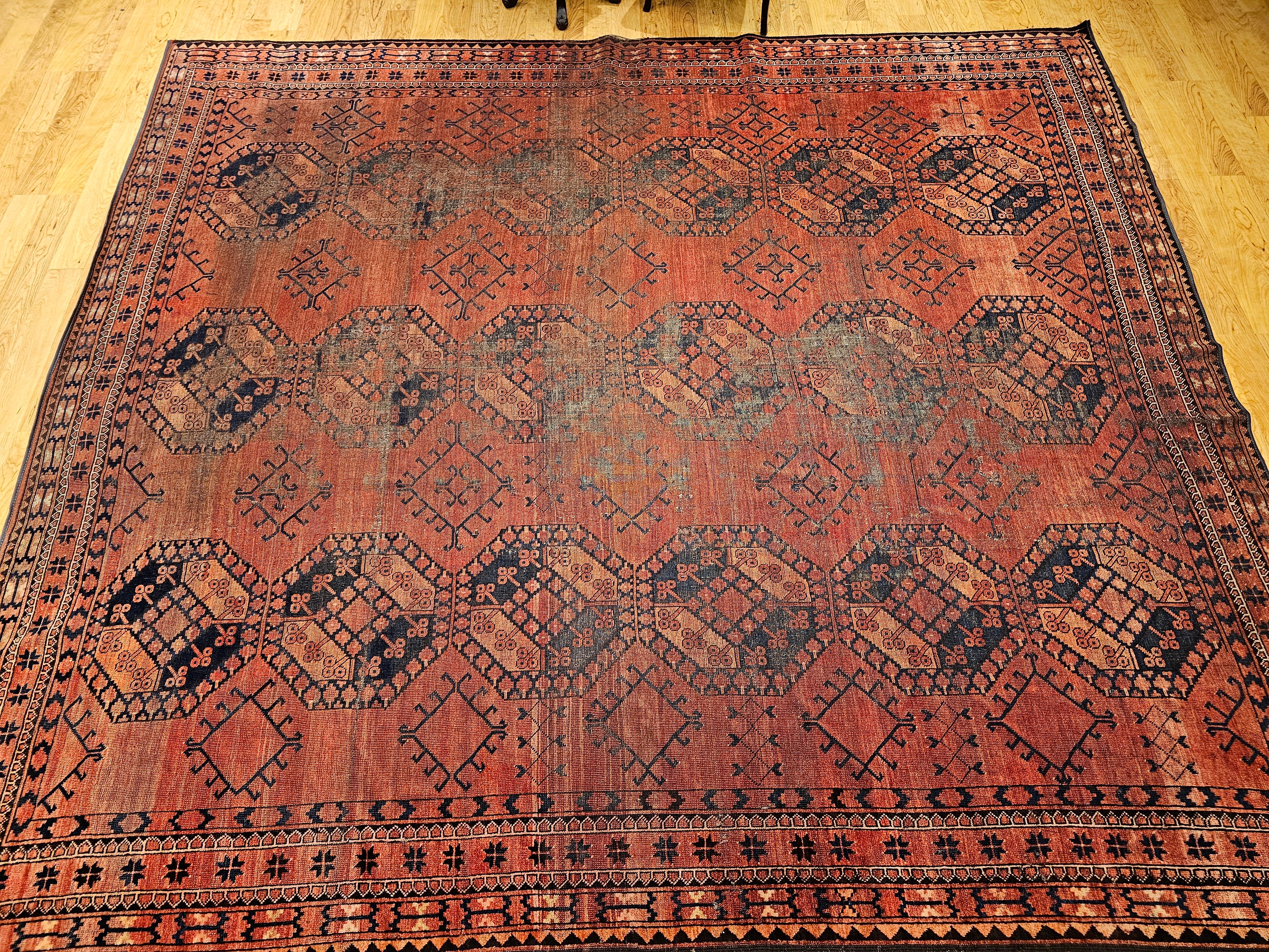 Turkmenischer Ersari in Allover-Teppichen mit geometrischem Muster, Vintage im Angebot 10