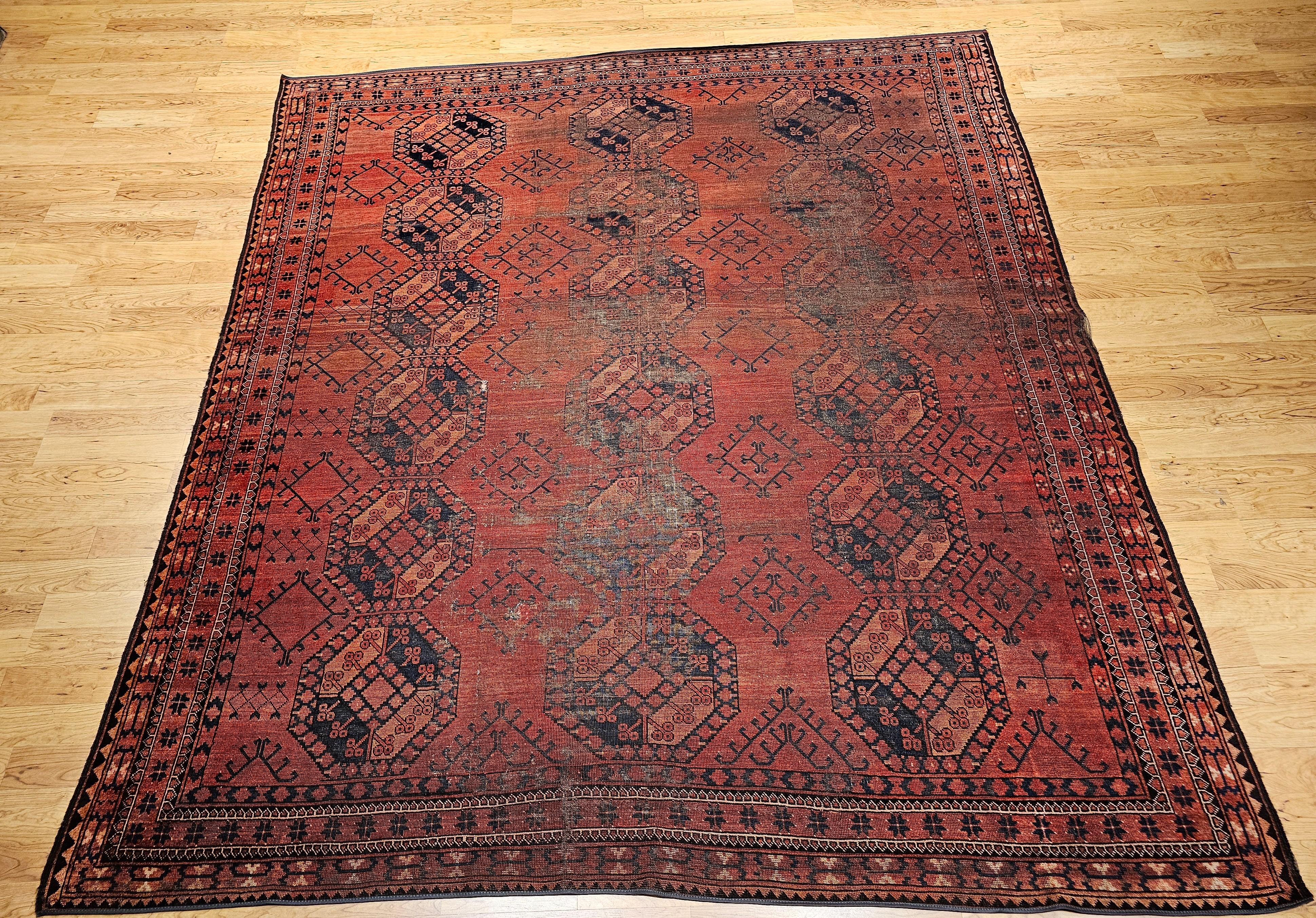 Turkmenischer Ersari in Allover-Teppichen mit geometrischem Muster, Vintage im Angebot 11