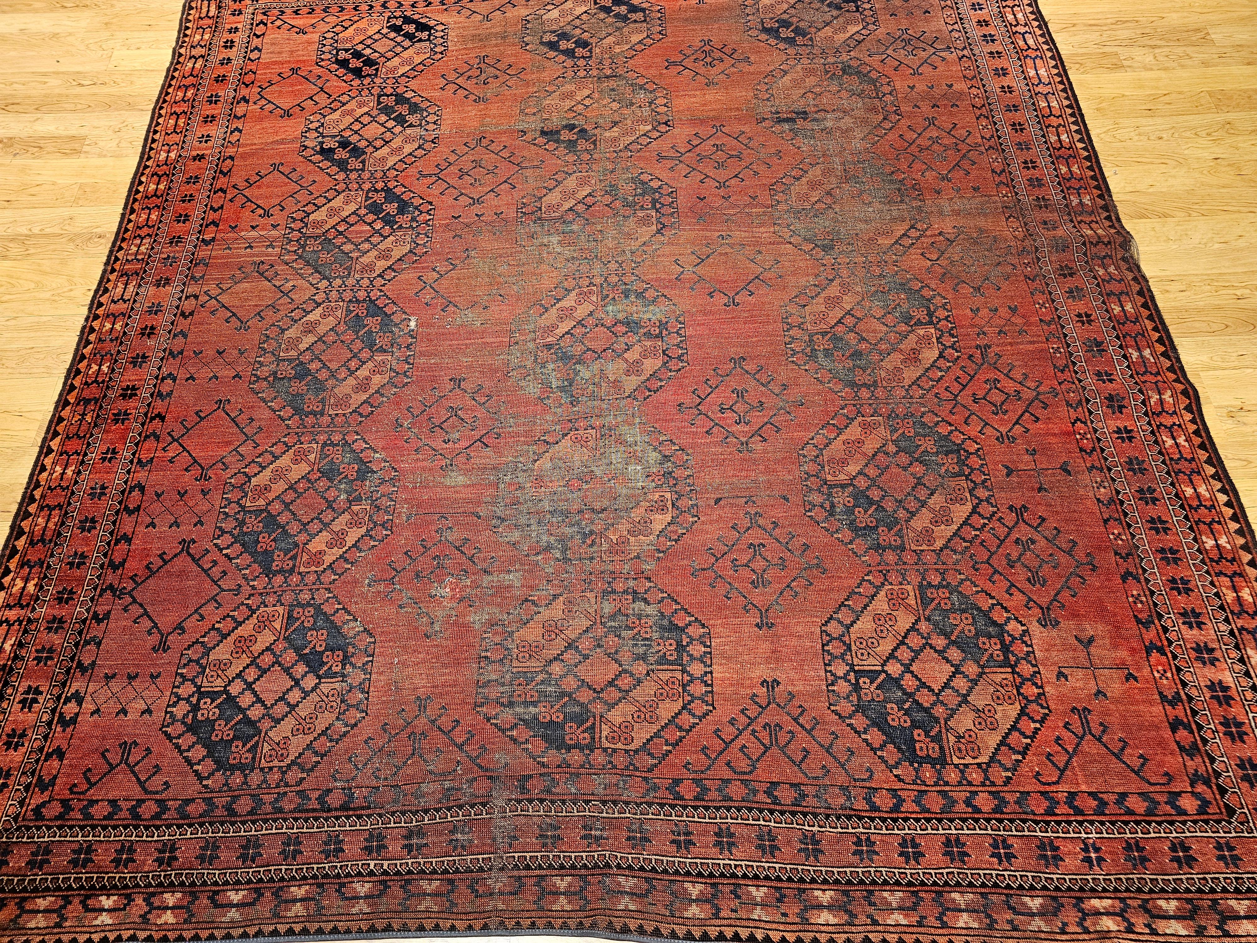 Turkmenischer Ersari in Allover-Teppichen mit geometrischem Muster, Vintage (Pflanzlich gefärbt) im Angebot