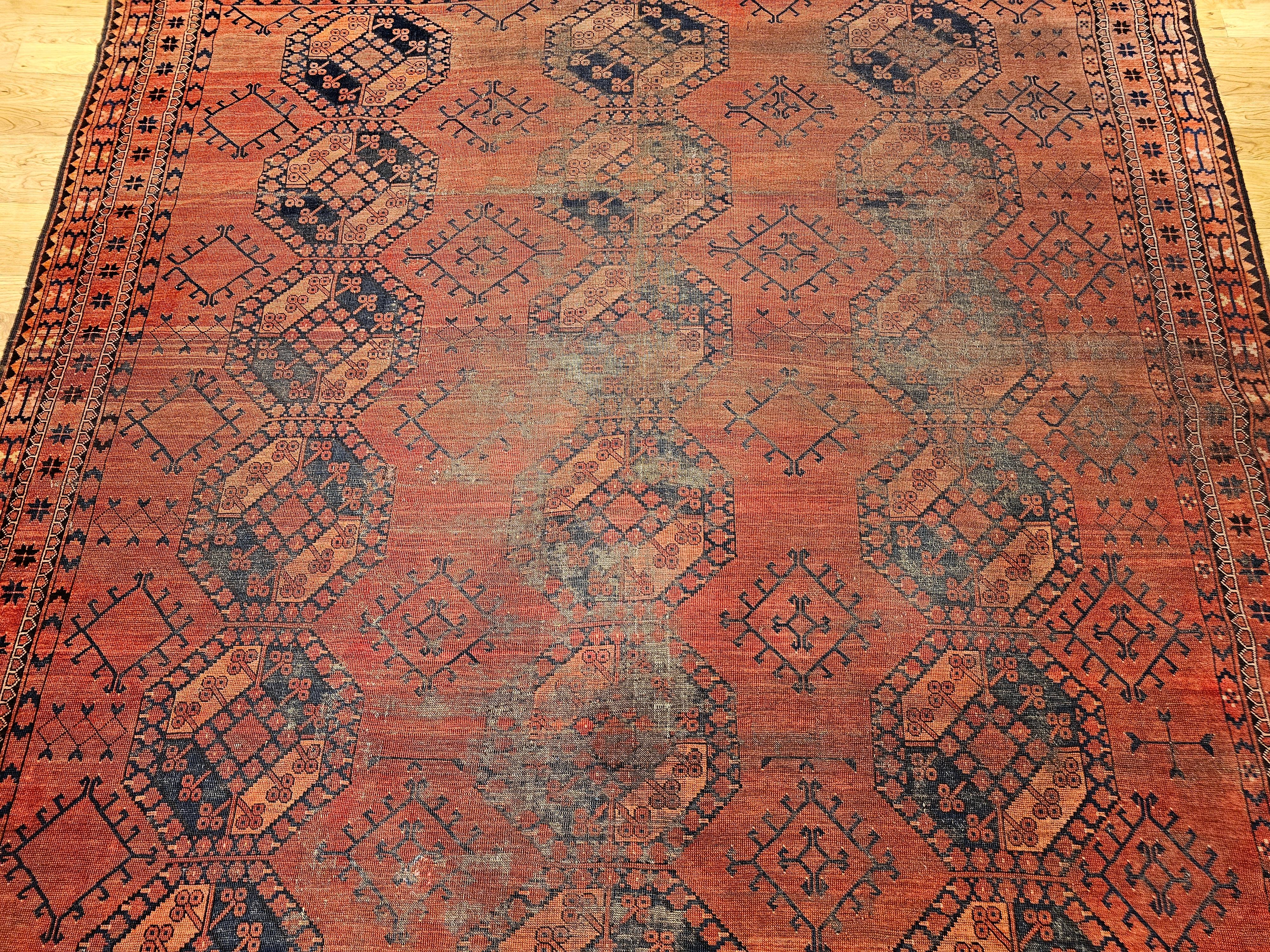 Turkmenischer Ersari in Allover-Teppichen mit geometrischem Muster, Vintage im Zustand „Gut“ im Angebot in Barrington, IL