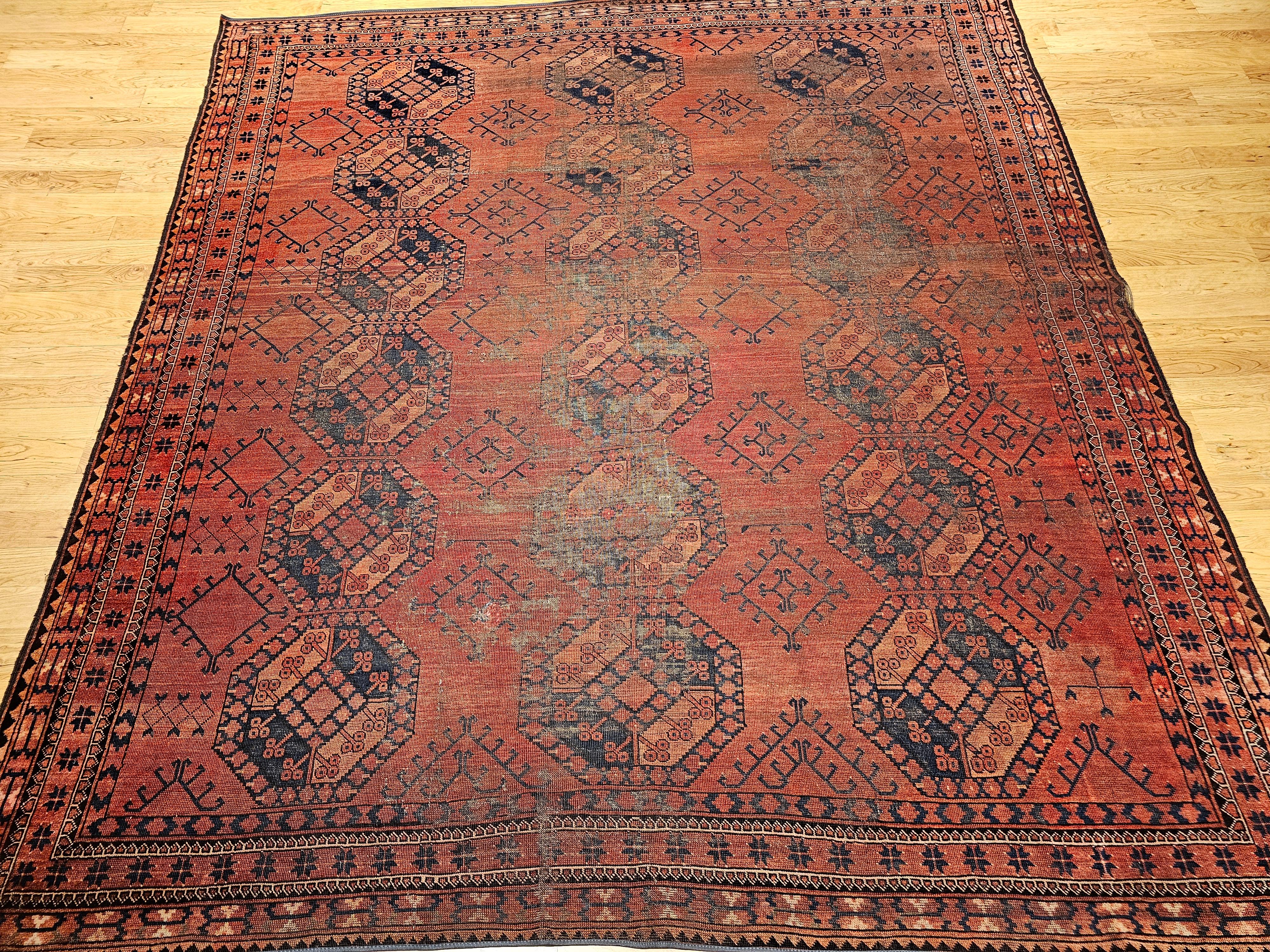Turkmenischer Ersari in Allover-Teppichen mit geometrischem Muster, Vintage im Angebot 3