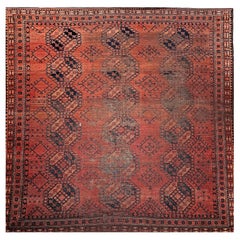 Vintage Turkmen Ersari in Allover Geometric Pattern Rugs