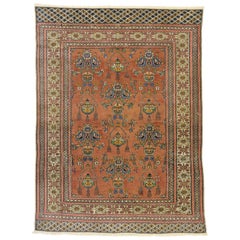 Turkmenischer Perserteppich mit floralem Vasenmuster und Kunsthandwerksstil &