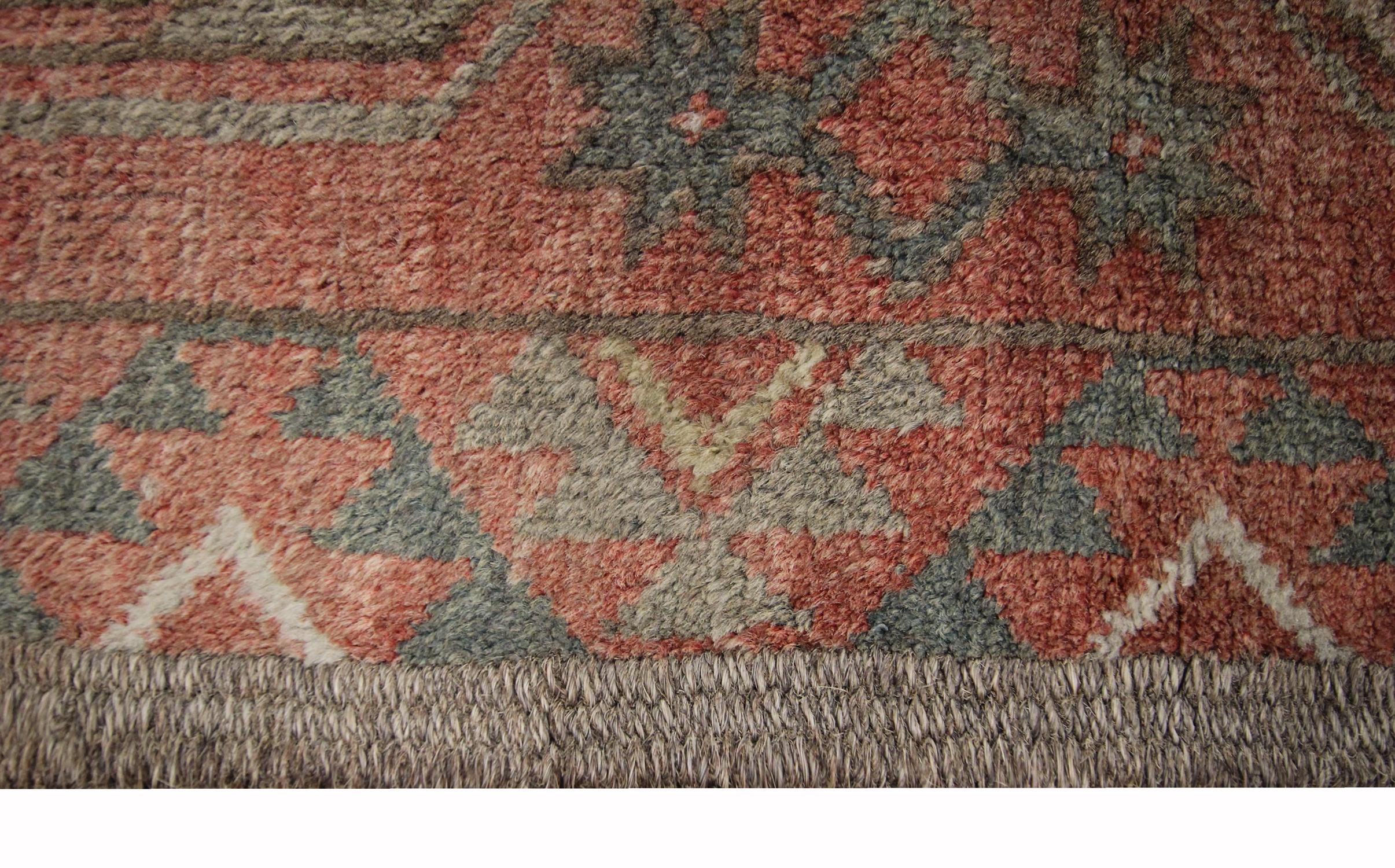 Mid-20th Century Vintage Turkmen Rug, Handwoven Wool Carpet Rust Area Rug