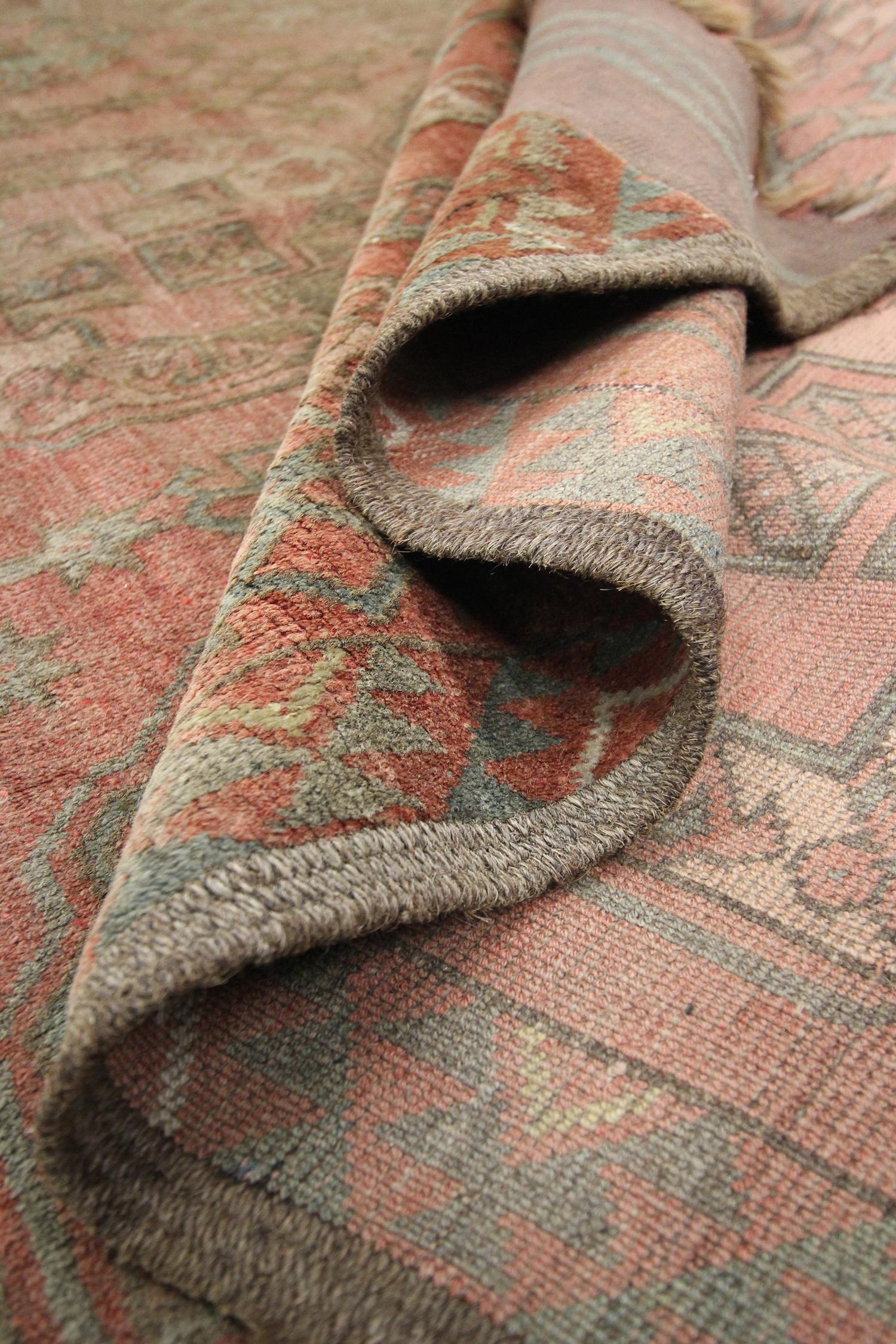 Vintage Turkmen Rug, Handwoven Wool Carpet Rust Area Rug 2