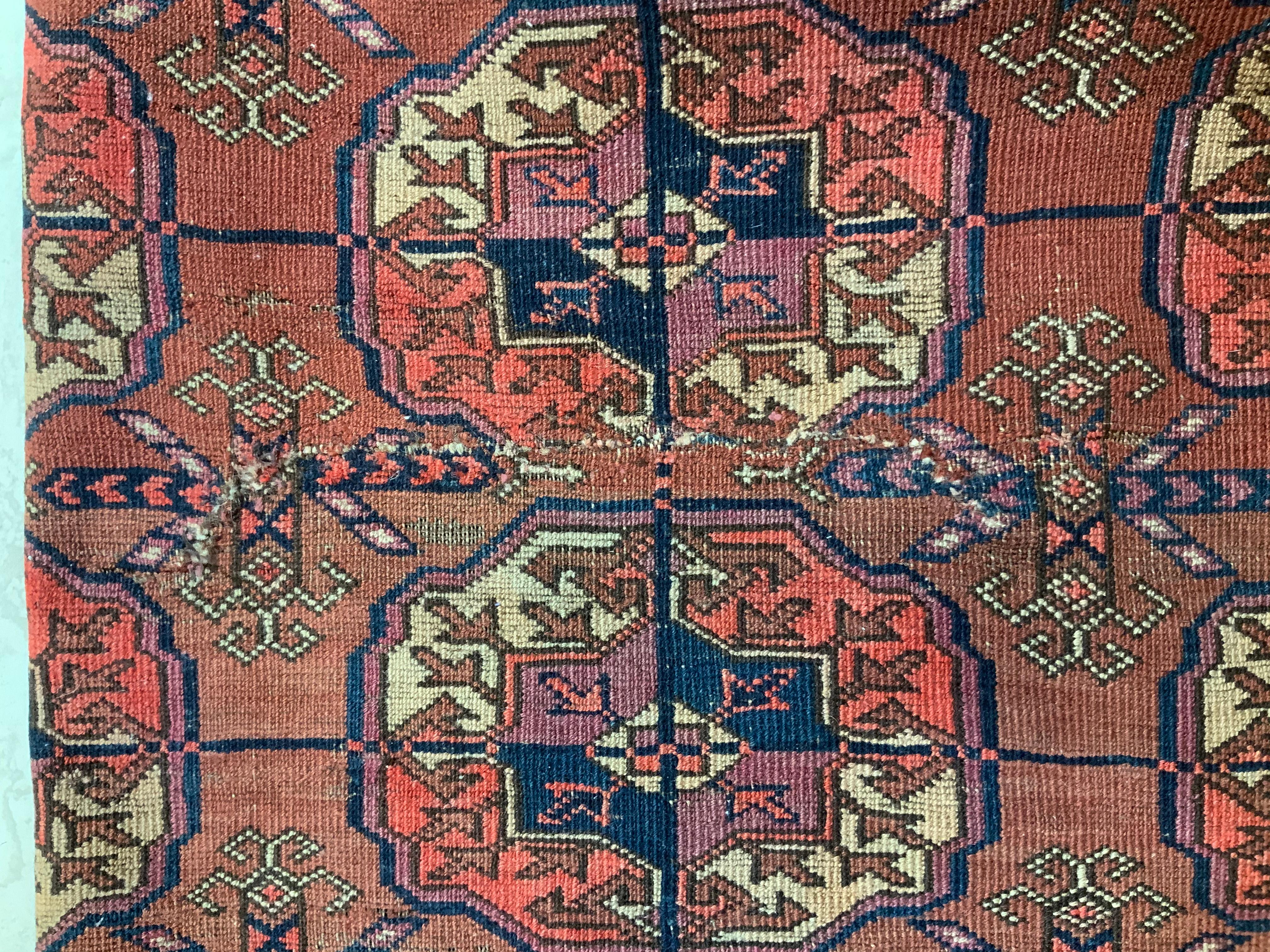 Vintage Turkmen Rug with Modern Geometric Tribal Style, Tekke Rug 5
