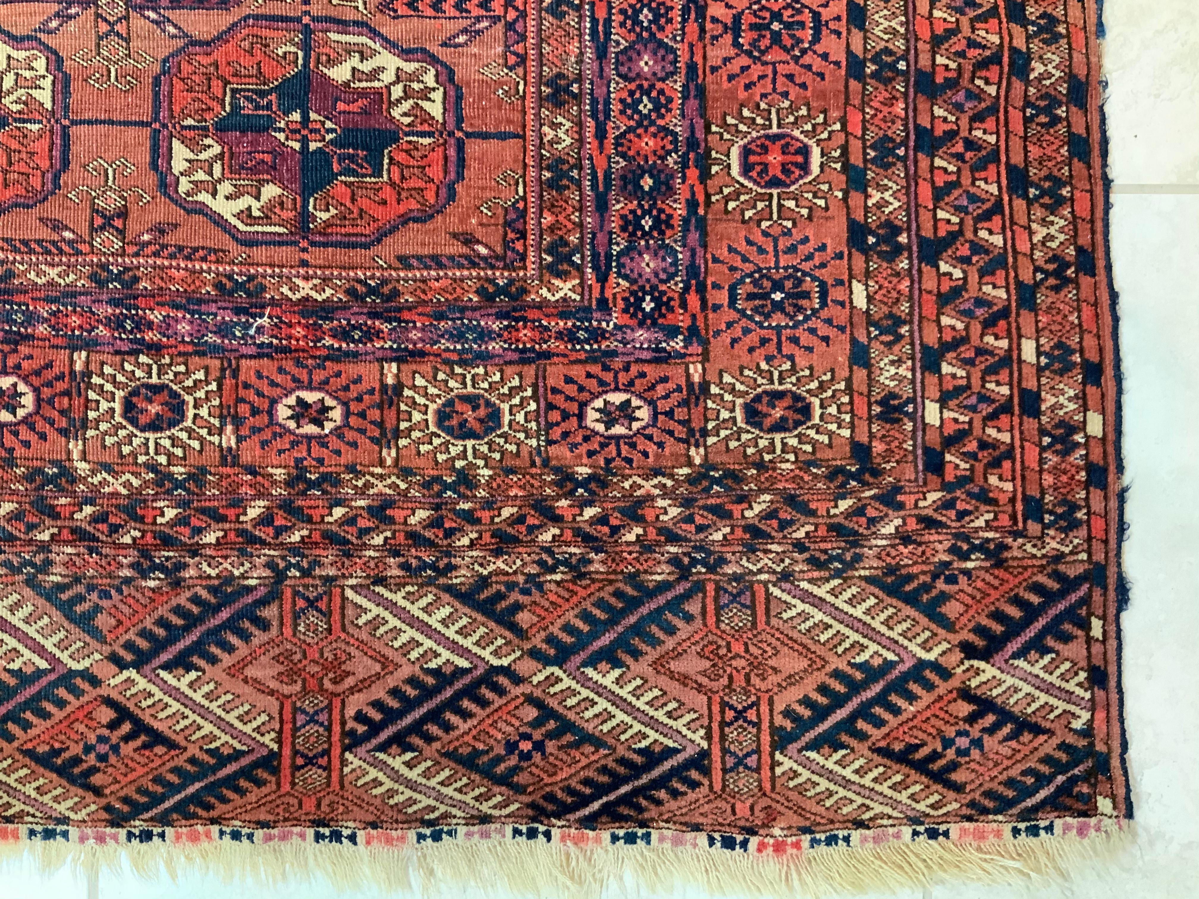 Vintage Turkmen Rug with Modern Geometric Tribal Style, Tekke Rug 6