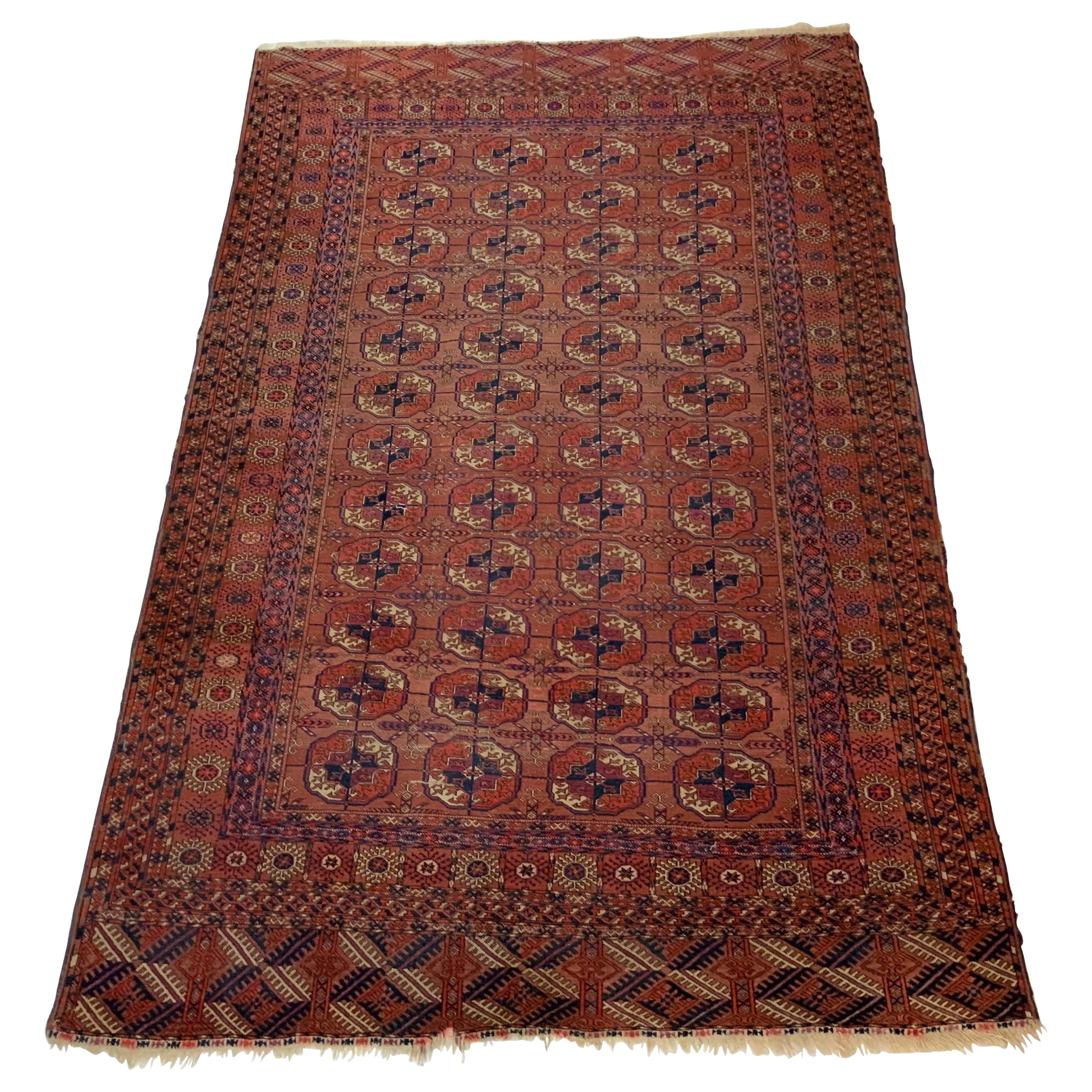 Vintage Turkmen Rug with Modern Geometric Tribal Style, Tekke Rug