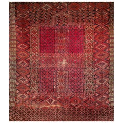 Vintage Turkmen Tekke Ensi Rug, Hand-Woven Wool, Prayer Design, 1890s