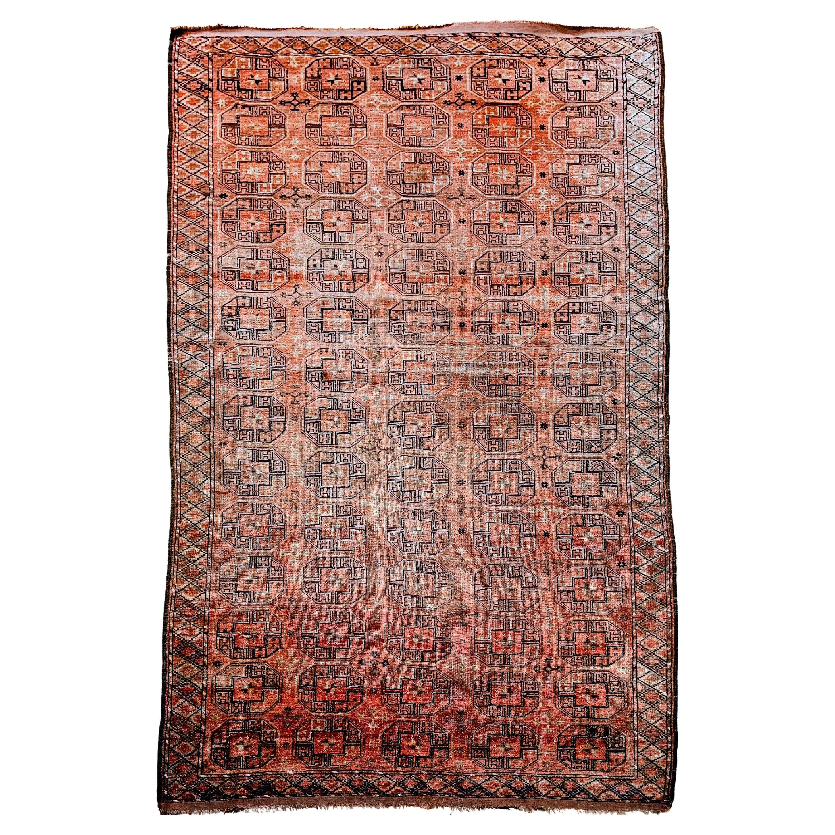 Turkmenischer Tekke Gallery-Teppich in Allover-Geometrischem Muster, Vintage im Angebot