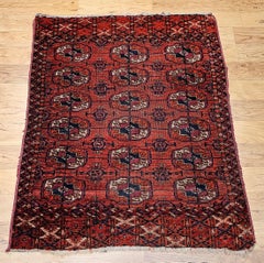 19th Century Vintage Turkmen Tekke Rug with Geometric Medallions