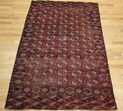 Antique Turkmen Tekke Rug, Wool Pile, Red Field, Late 1800s